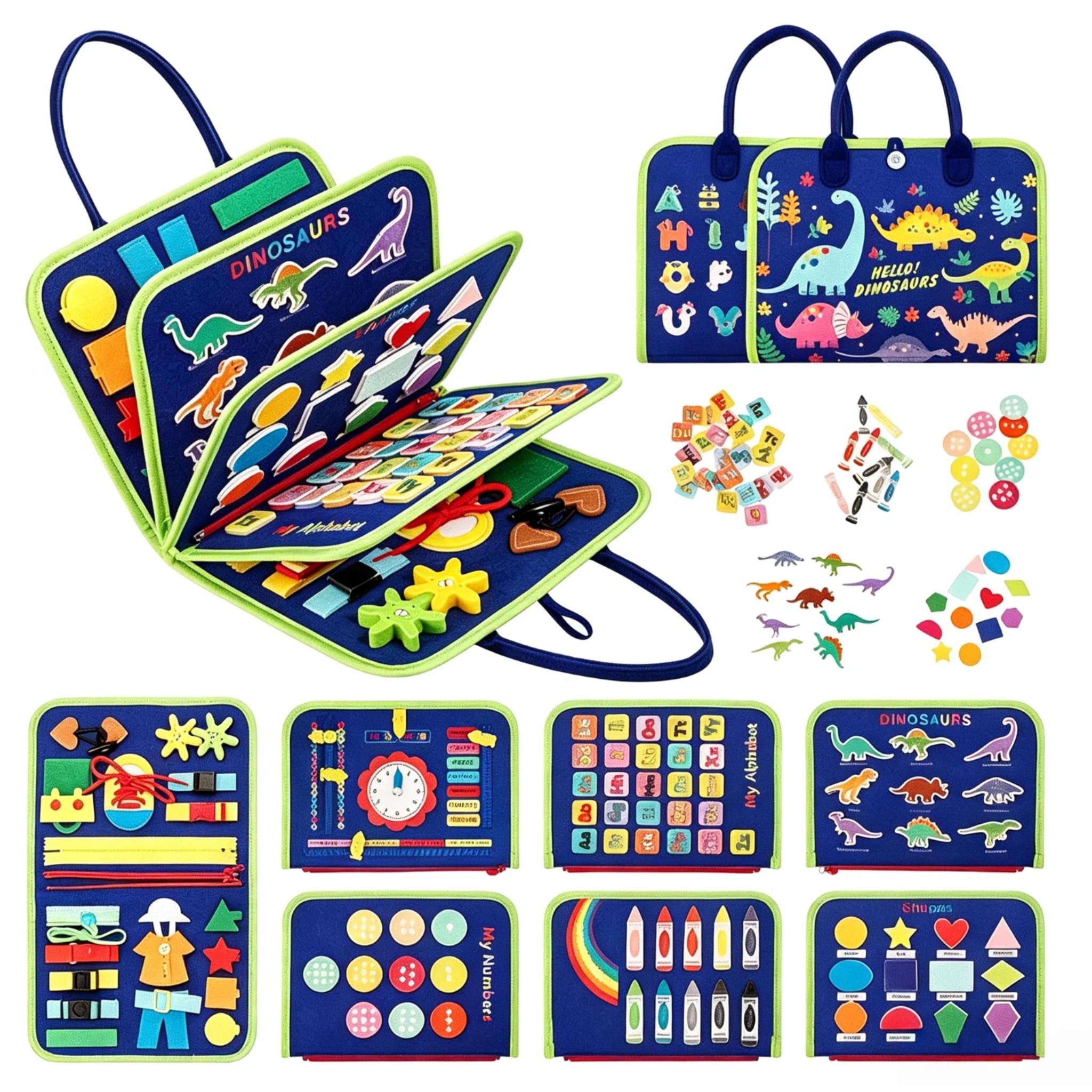 RARITYLL Montessori Busy Board for Toddlers 1-3, Toddler Busy Book, Montessori Toys (blue)
