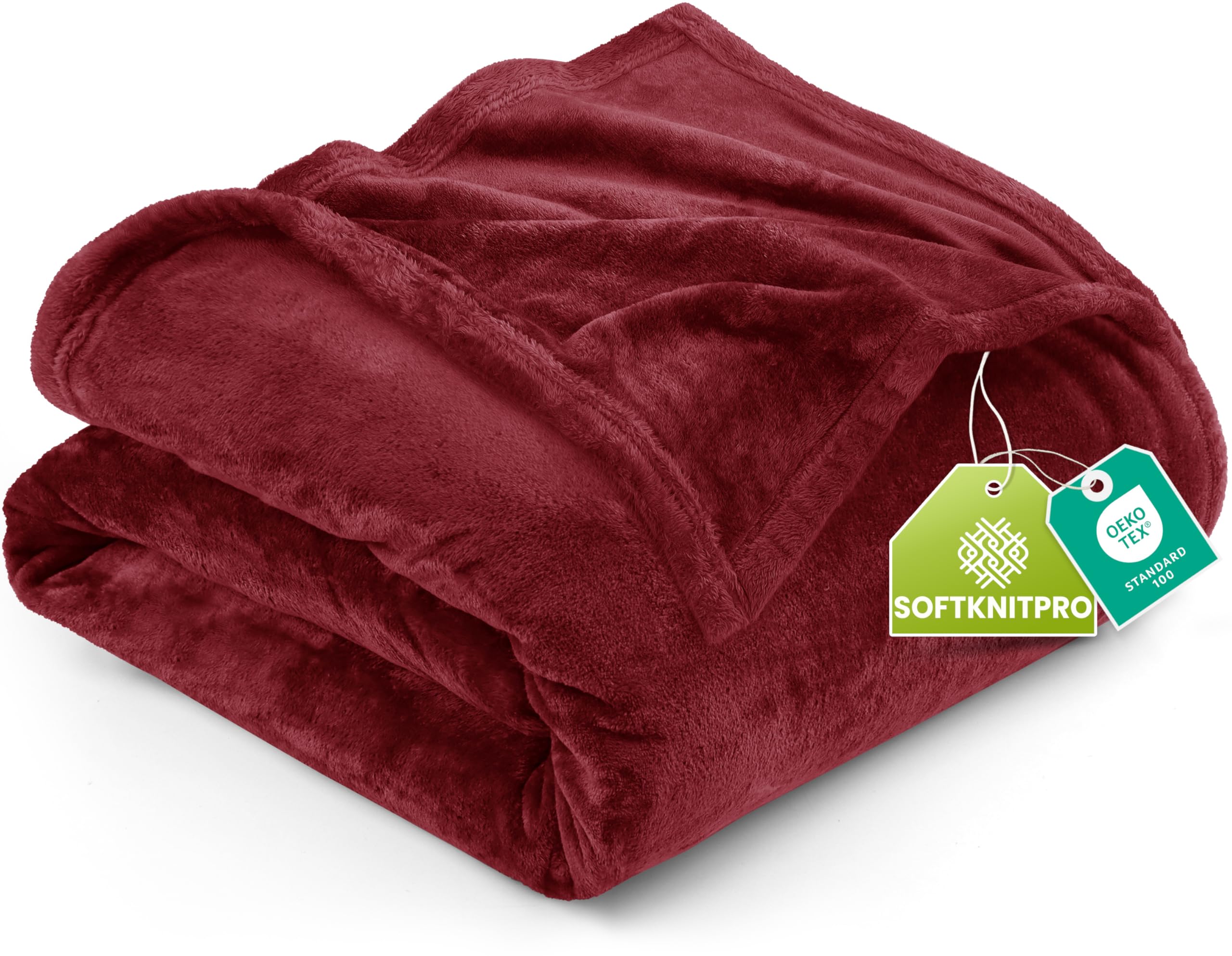 Utopia Bedding Fleece Blanket Queen Size Burgundy 300GSM Luxury Anti-Static Fuzzy Soft Microfiber Bed Blanket (90x90 Inch)