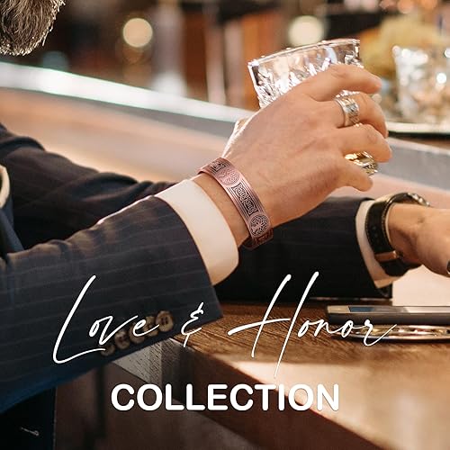 Miniatura 2 de Feraco Pulseras magnéticas de cobre de 3 filas para hombres, pulsera magnética de cobre puro con imanes de neodimio de 3 filas de longitud