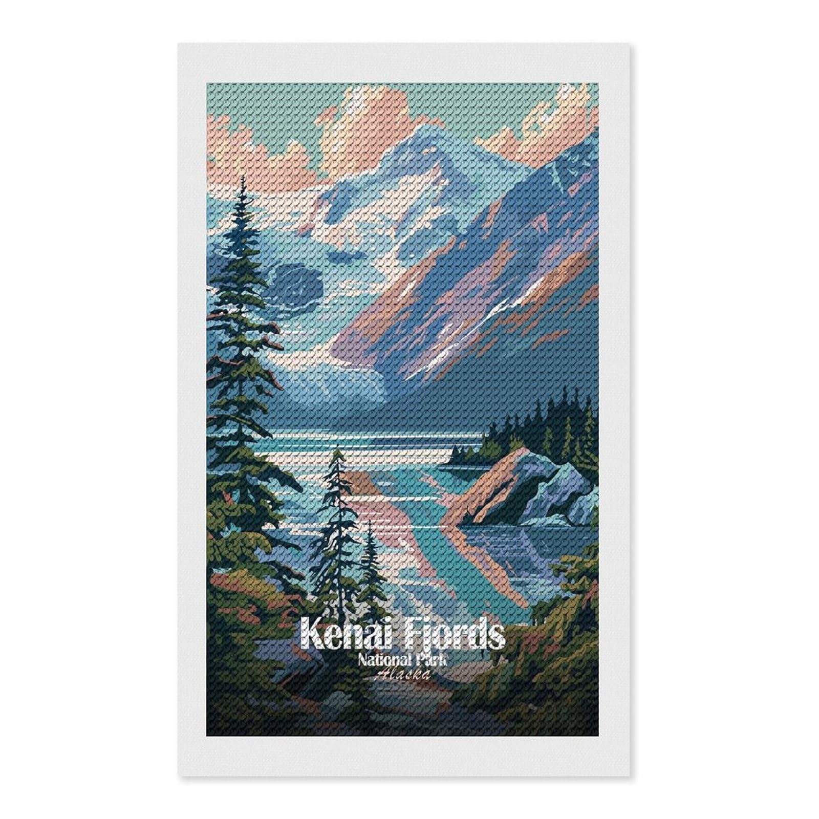 Junmoney Kenai Fjords National Park Round Drill Diamond Painting 12"x20", Handmade Wall Decor, Modern Decor, Aesthetic Room Decor, Easy Craft Set