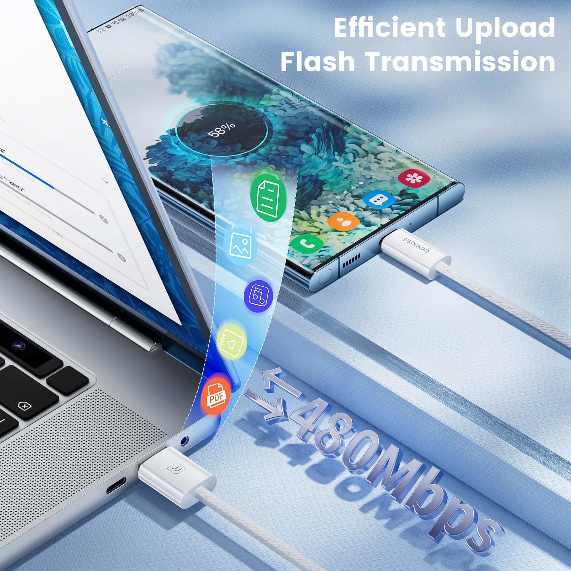 toocki kabel USB C, [2 sztuki 2 m] kabel USB C do ładowania, nylonowy kabel do szybkiego ładowania iPhone 16 15 Pro Max, Samsung S24 S23 Note 10, Huawei P60