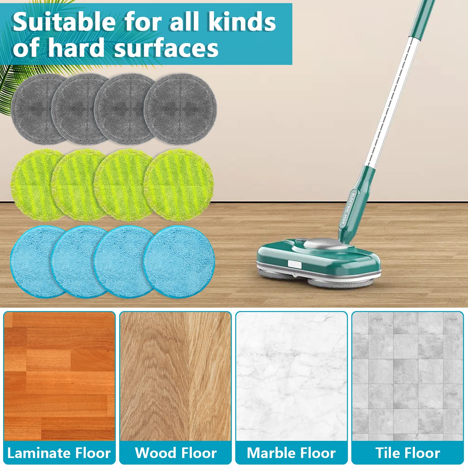 18 Panni In Microfibra 45,7 Cm Per Mocio Piatto, Lavabili E Riutilizzabili, Testine Ricambio Per Pavimenti, Puliscono Con Sola Acqua, Senza Aloni