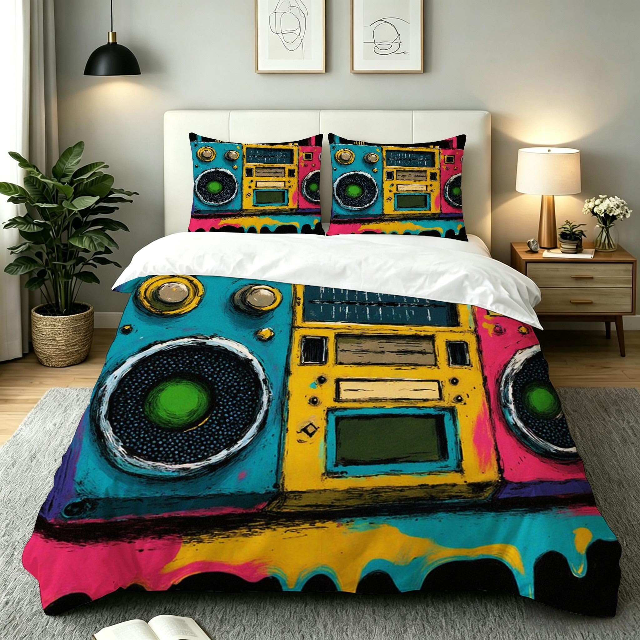 Chambre d'enfant dynamique avec la housse de couette 140x200 radio bleue