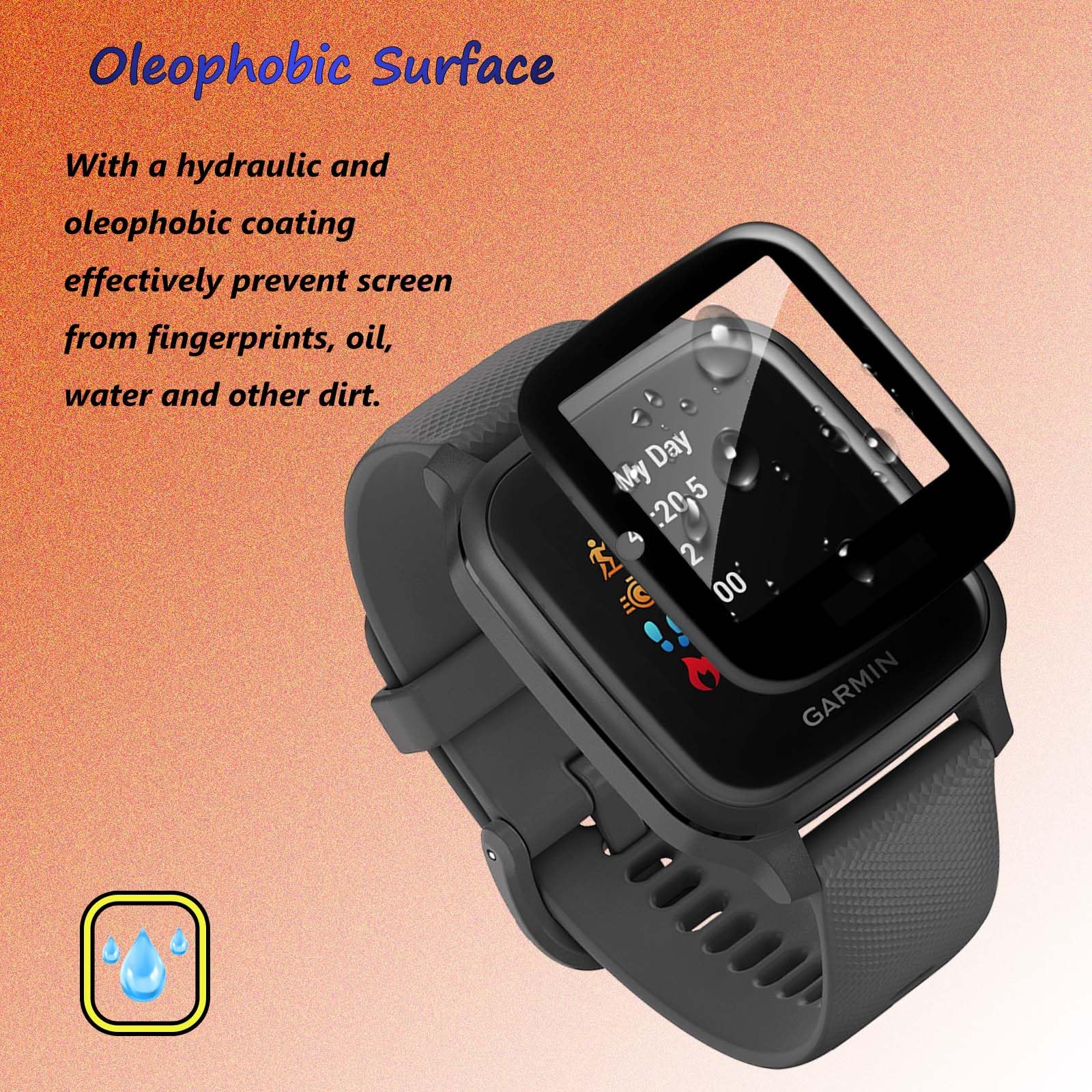 QZYF [4 sztuki] Folia ochronna do Garmin Venu Sq/Garmin Venu Sq Music, bez pęcherzyków powietrza, odporna na zarysowania, zakrzywiona 3D, ochrona wyświetlacza HD, do Garmin Venu Sq / Garmin Venu Sq