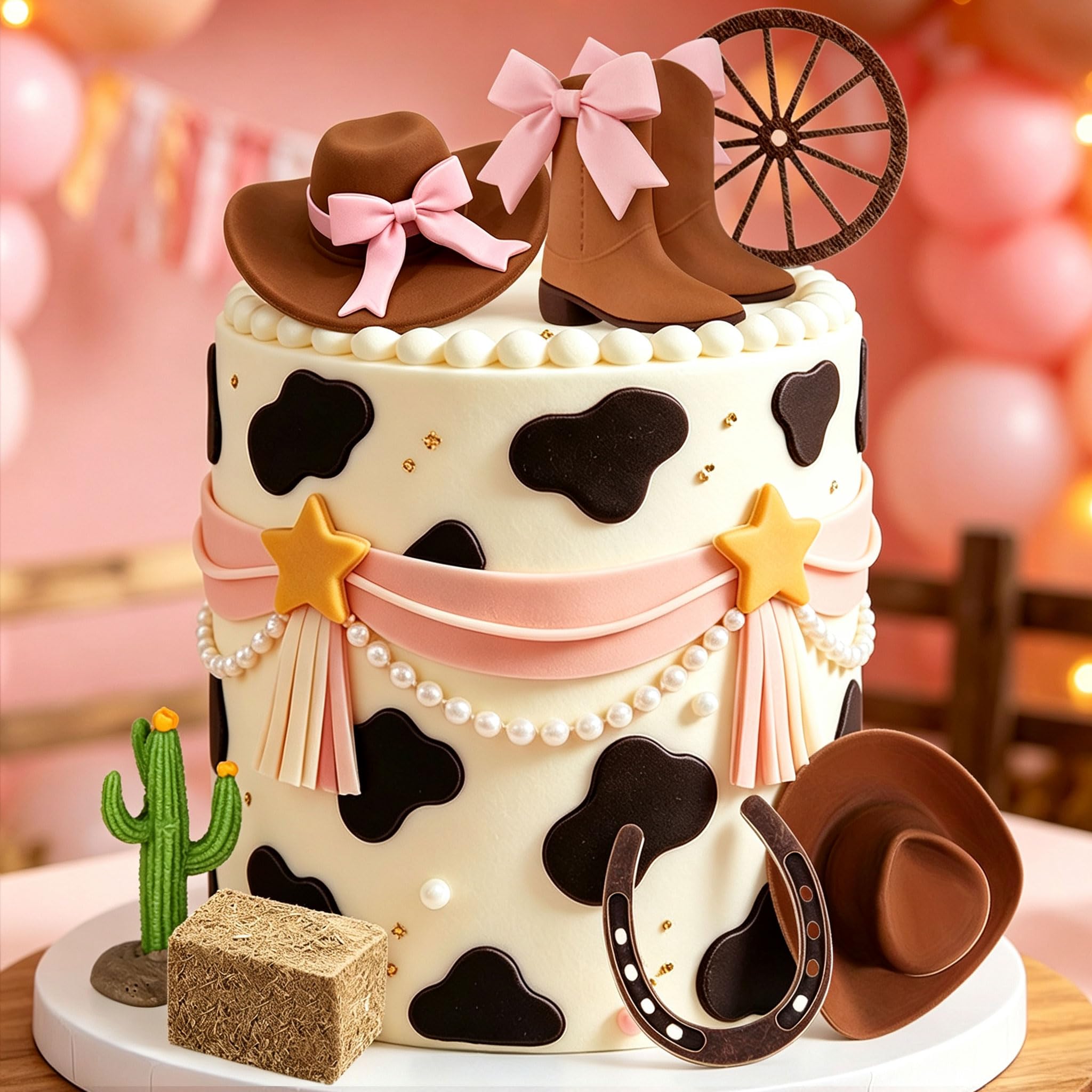 Western Cowgirl Boots Hat Cake Toppers Coquette Cowgirl Cake Decorations โ image 1