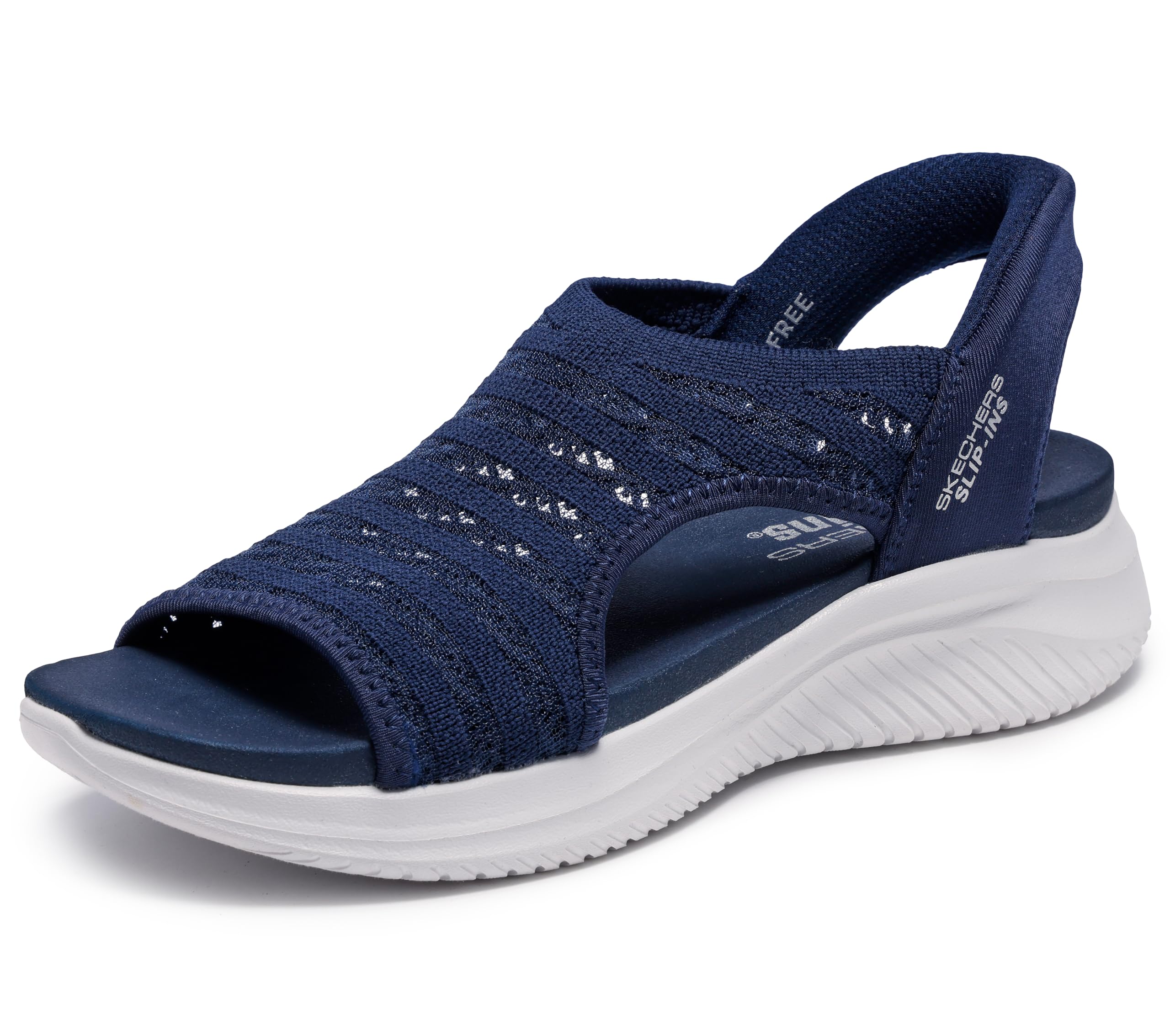 Skechers Women's Ultra Flex 3.0-Sun Warmth Hands Free Slip-ins Sandal, Navy, 2.5 UK