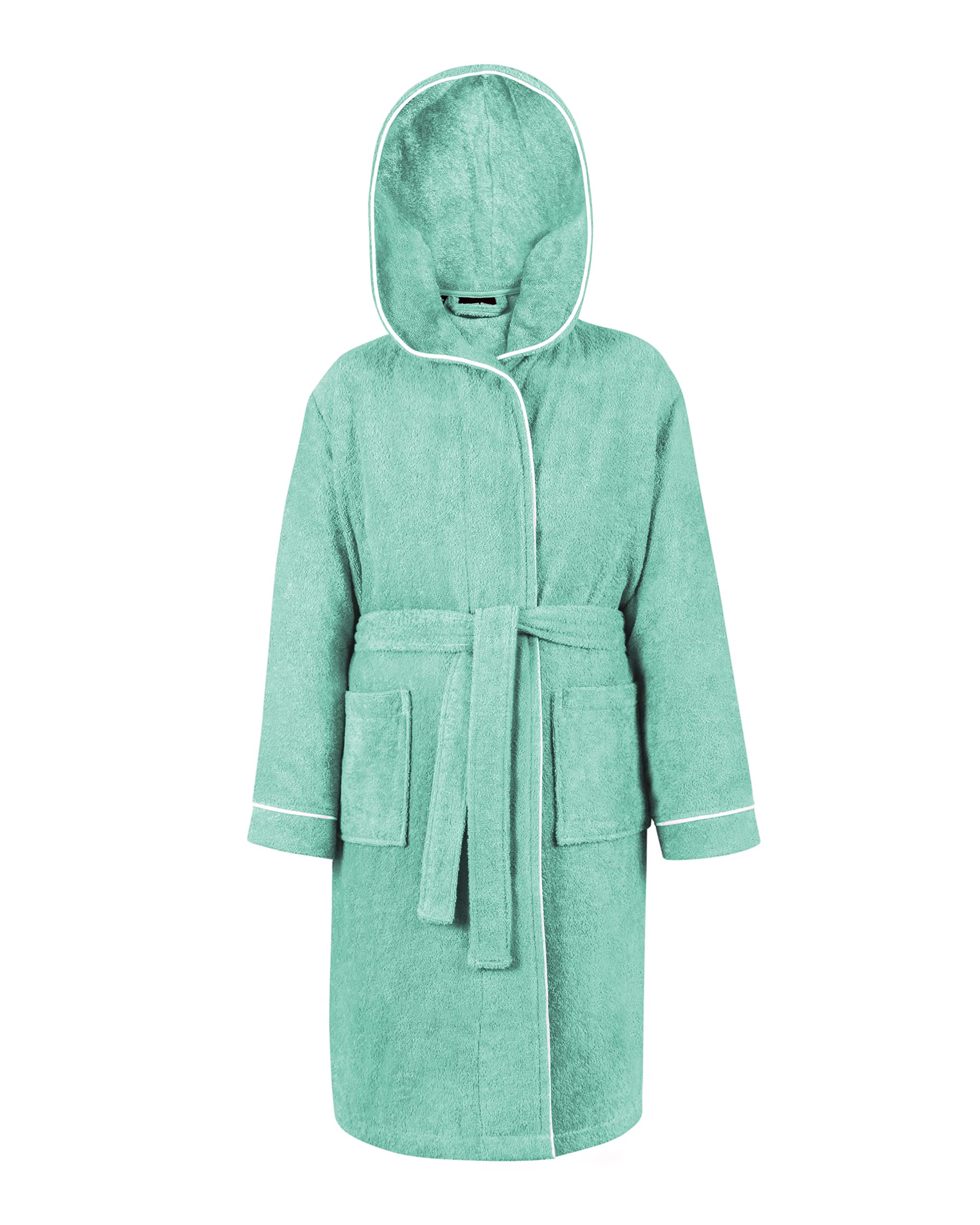 LAYNENBURG Premium Badjas kinderen & tieners met capuchon - 100% katoen - OEKO TEX Standard 100 - donzige badstof - Maat (134-140, Lichtblauw LAYNENBURG Premium Badjas kinderen & tieners met capuchon - 100% katoen - OEKO TEX Standard 100 - donzige badstof - Maat (134-140, Lichtblauw