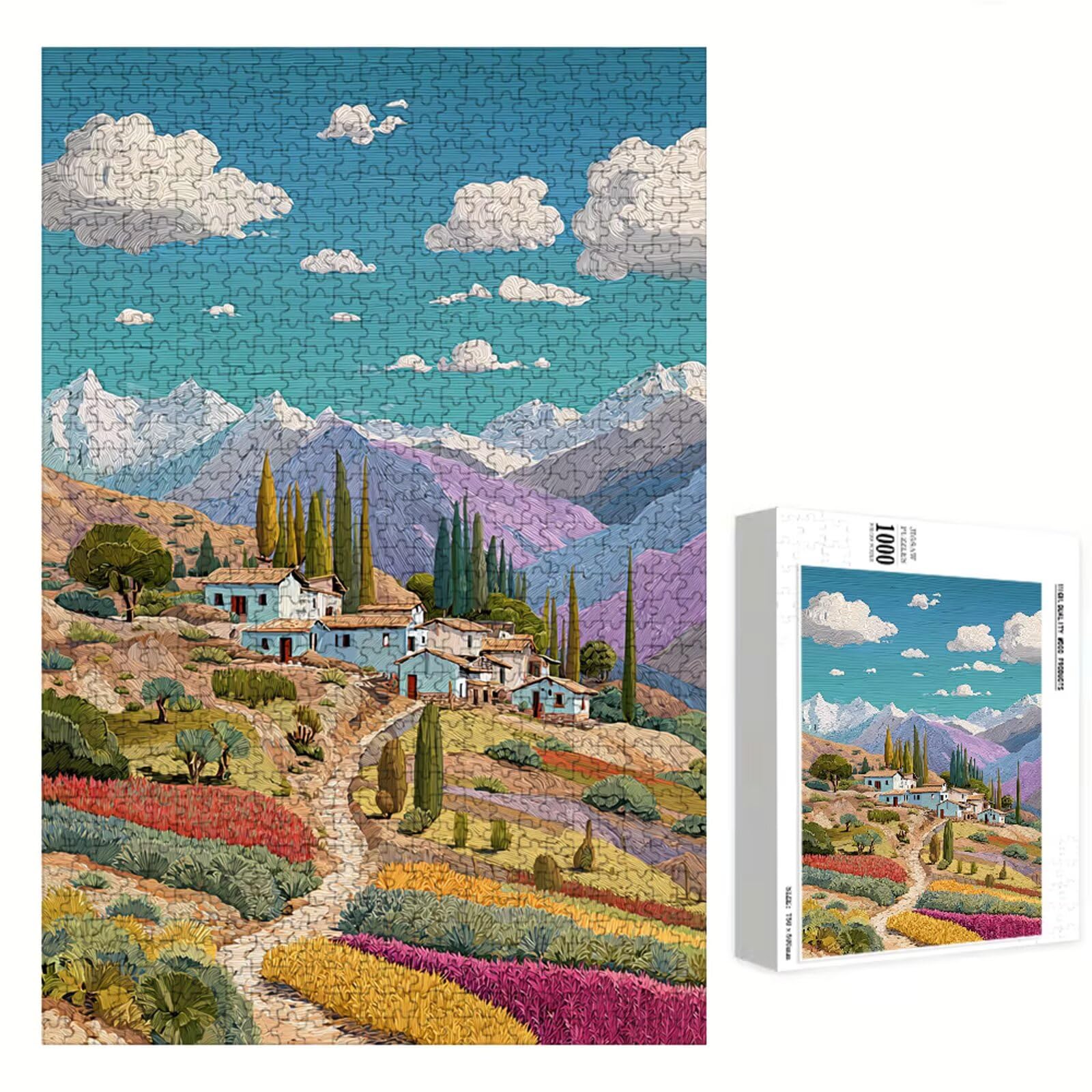 Puzzle 1200 Piezas Adultos Paisaje & Montaña, Rompecabezas con Letras Traseras y Póster, Pasatiempo Antiestrés, Decoración de Pared, Regalo Decorar Mujer Hombre 75 x 50 cm (14 Años +) P3#763