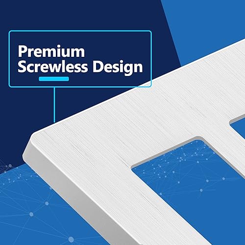 Miniatura 205 de LIDER - Cubierta decorativa de interruptor doble con acabado mate, placa de pared sin tornillos, tamaño mediano, 2 bandas, 4.88 x 4.92 pulgadas