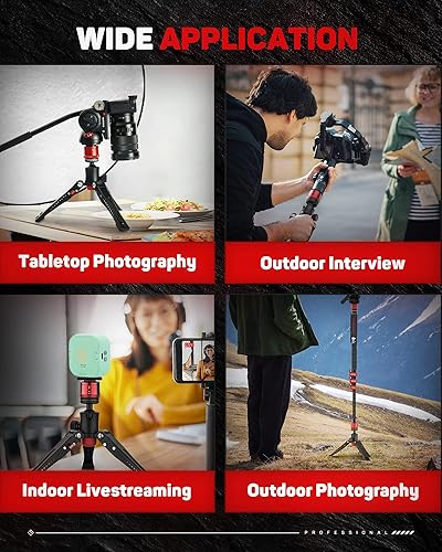Miniatura 9 de IFOOTAGE Mini trípode con cabezal fluido, mini trípode profesional para fotografía, trípode de mesa para fotografía con cabezal de video, juego de