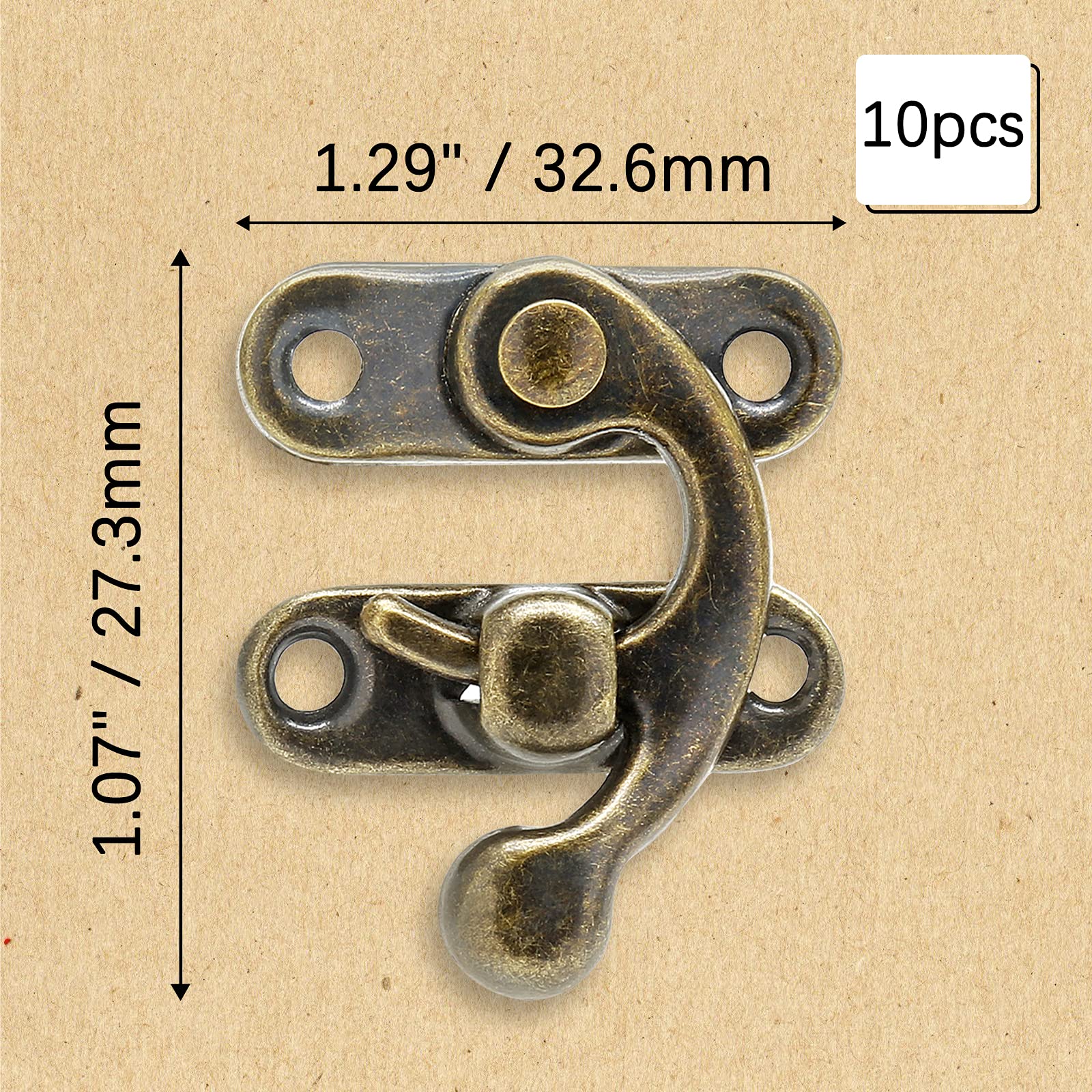 Rierdge 10 Pcs Antique Latch Hook, Antique Jewelry Box Latch
