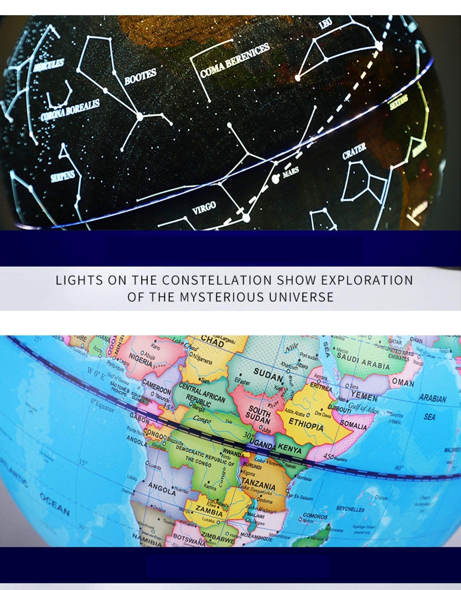 Globe Terrestre Enfant Globe Terrestre Lumineux GIANTEX 23cm 3 En 1 - Carte Constellations Éclairée - Base Métal - Éducatif Telescope Enfant