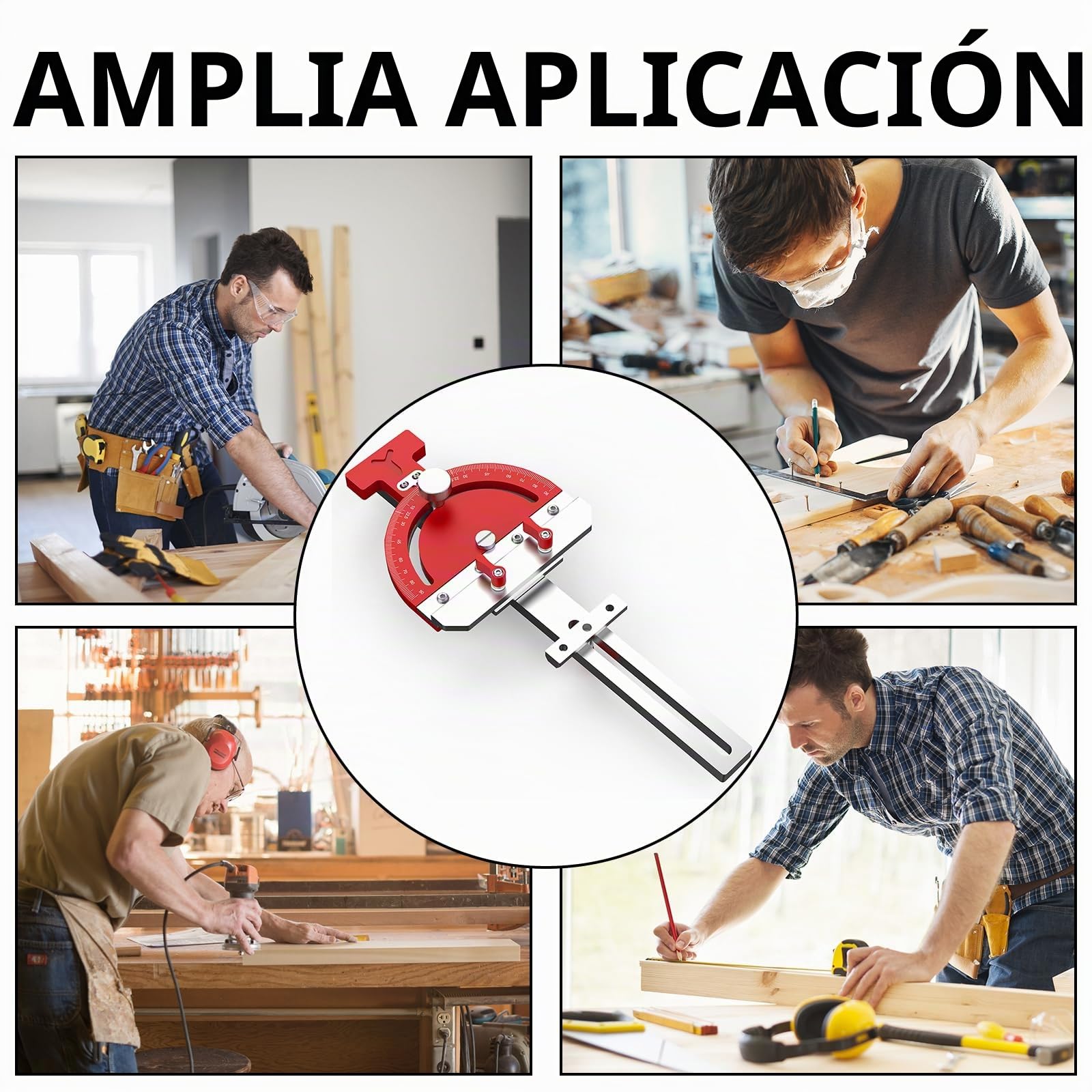 Guía de Ingletes para Sierra de Mesa, Accesorios de Riel Guía de Acero Inoxidable Dispositivo Auxiliar de Guía de ángulo Recto Multiángulo de -65° a 65° para Festool Riel