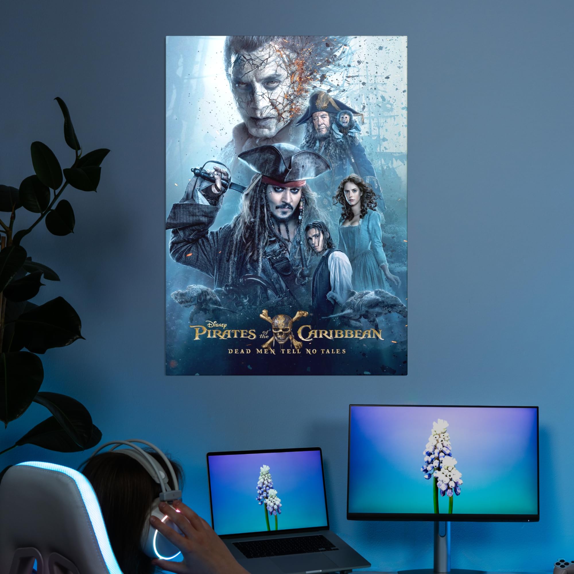 Displate Poster in metallo Disney - Pirati dei Caraibi - Dead Men Tell No Tales - Decorazione per camera da letto - Regalo da collezione - Decorazioni di alta qualità da parete, poster del film, 48 x