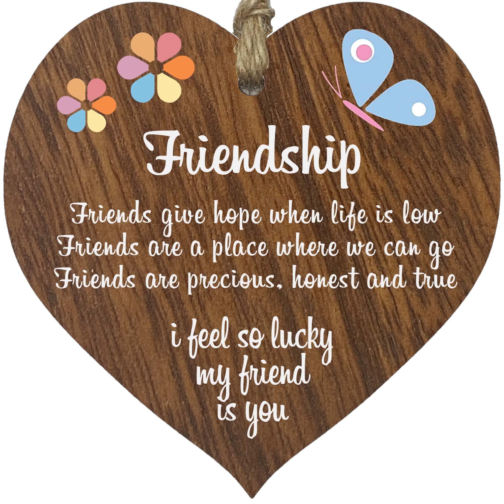 Best Friend Hearts - I’m Lucky My Friend Is You, Friendship Gifts For Women Dark Wooden Heart Sign Plaque, Handmade Decorative Accessories Hearts, Thank You Gifts For Women, Gift for Friend by Stuff4