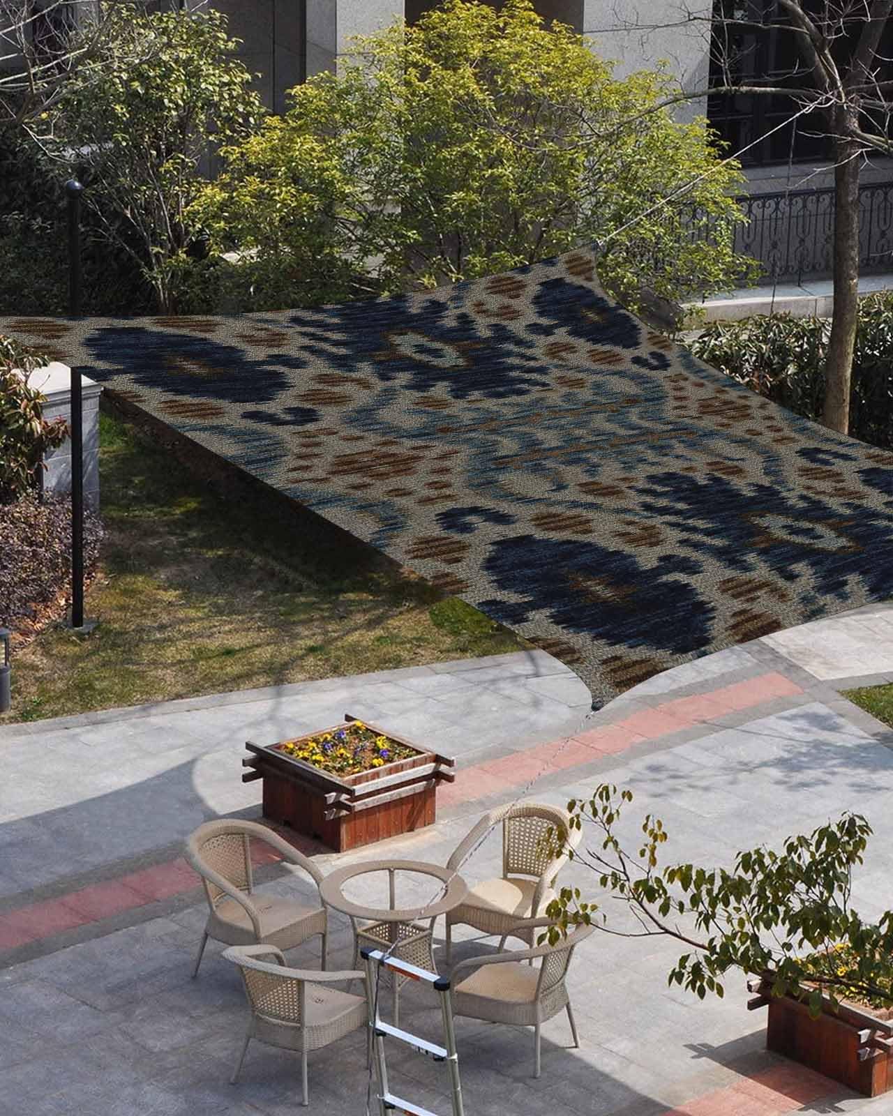 Waterproof Sun Shade Sail Afghan Abstract Geometric Patterns Art Outdoor Patio Sun Shades Canopy UV Block Water Resistant Sunshade for Garden Backyard Deck Pergola 8x10 Ft