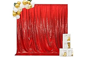 SquarePie: Radiant Red Sequin Backdrop Curtain Adorns Special Occasions