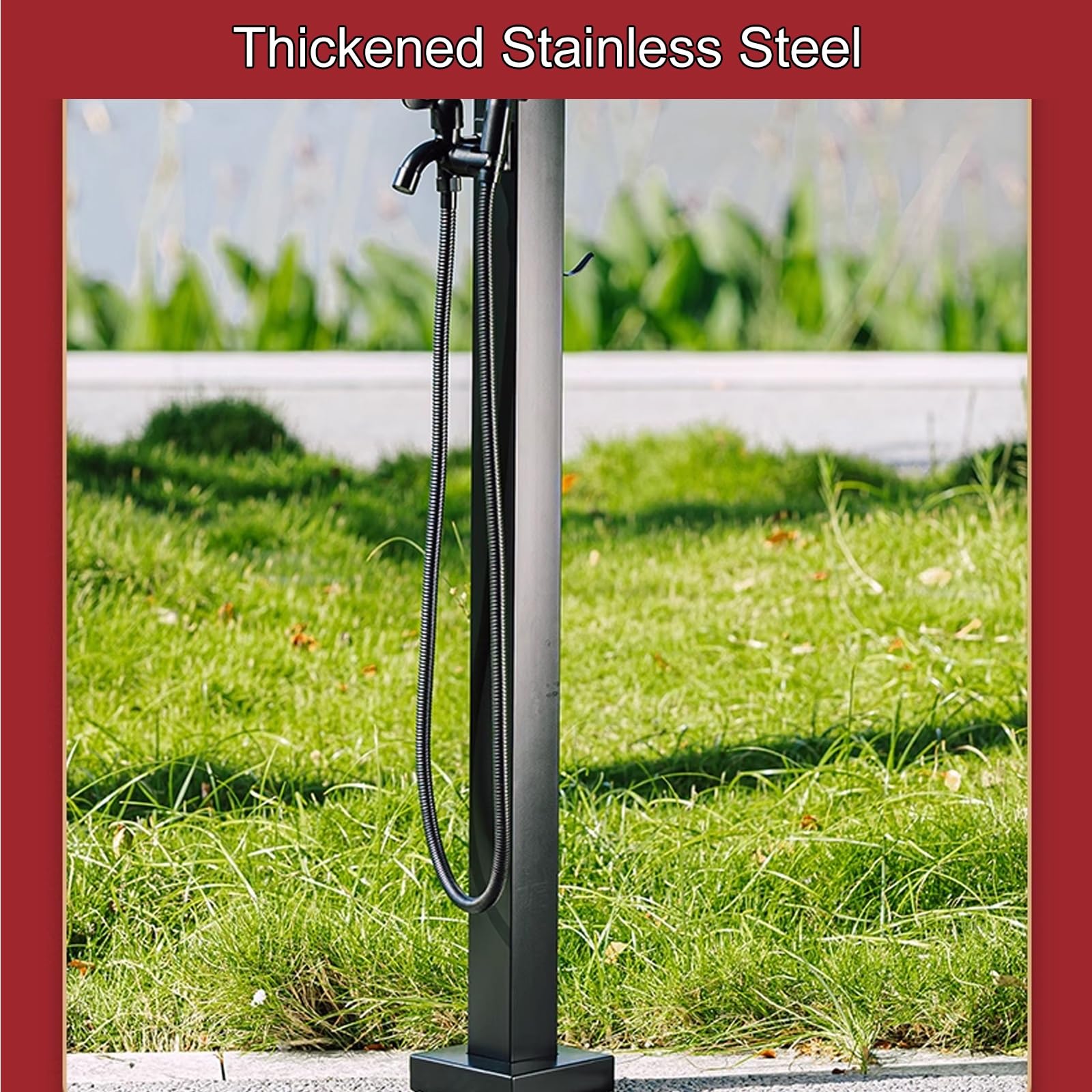 inless - Rubinetto dell'acqua da esterno in acciaio con pistola a spruzzo, rubinetto da giardino da 60 cm per irrigazione efficiente e soluzione di irrigazione, fontana da giardino bianca per uso