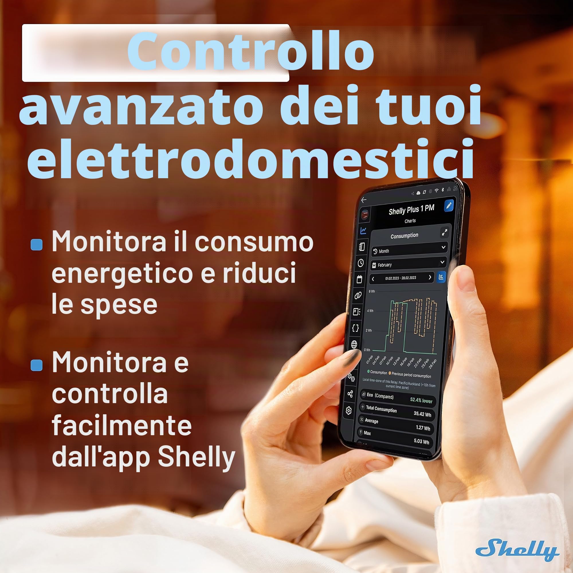 Shelly Plus 1PM | Wi-Fi e Bluetooth Smart Relè Interruttore con misurazione della potenza | Automazione domestica | Compatibile con Alexa e Google Home | Nessun hub necessario | Controllo