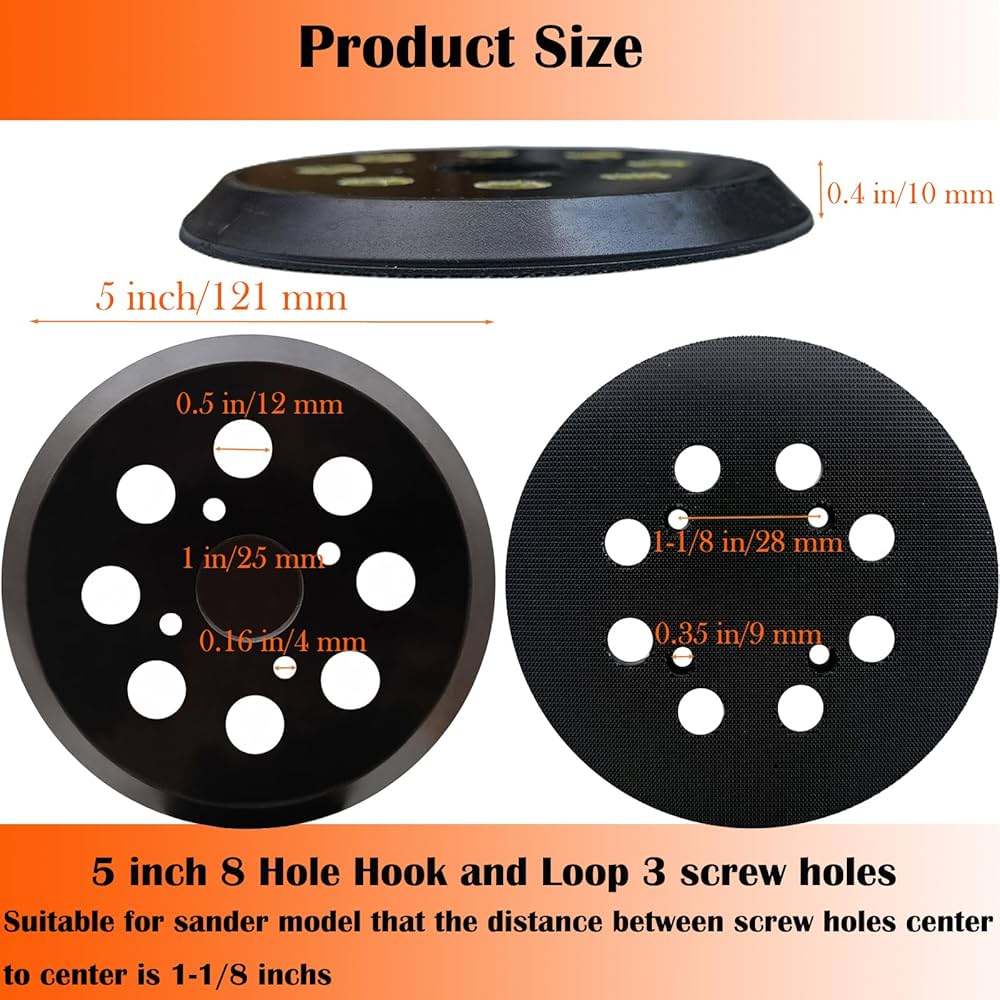 2 Pack 5 Inch 8 Hole Hook and Loop Replacement Sander Pad
