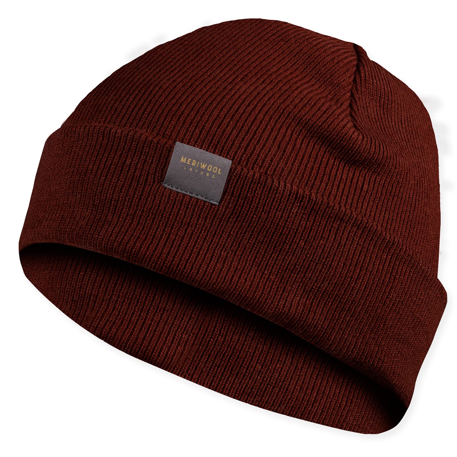 MERIWOOL Beanie for Men and Women - Merino Wool Blend Ribbed Knit Winter Hat, Rust, One size