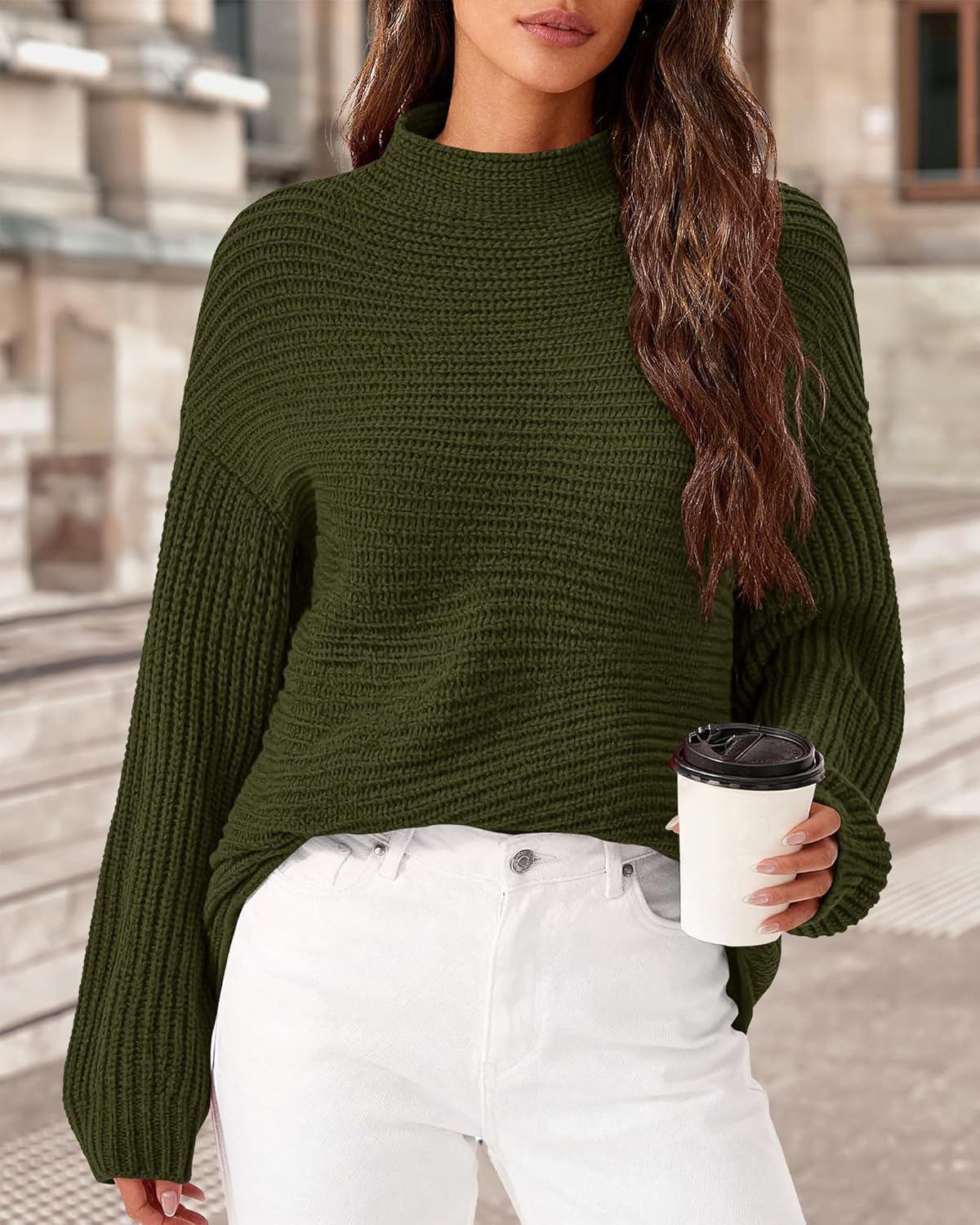 PRETTYGARDEN Womens Sweaters Fall Fashion 2025 Oversized Long Sleeve Mock Neck Chunky Knit Pullover Tops Winter Clothes - Image 2