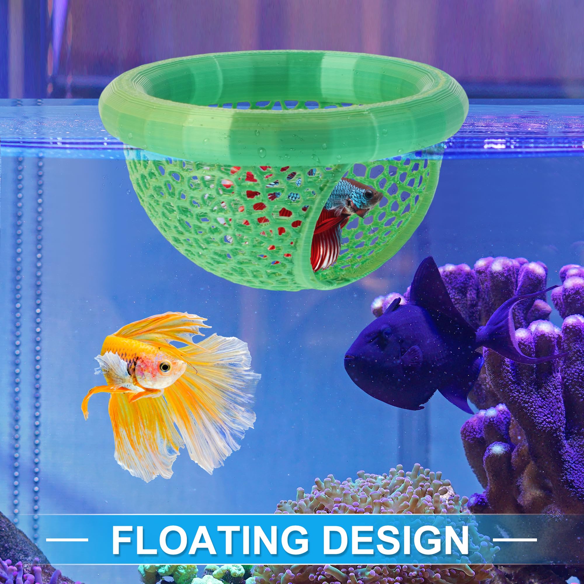 CAPASTEC Betta Hideout Cave, Aquarium Floating Betta Hideout, Multi-Functional Betta Fish Hammock, Green - Image 3