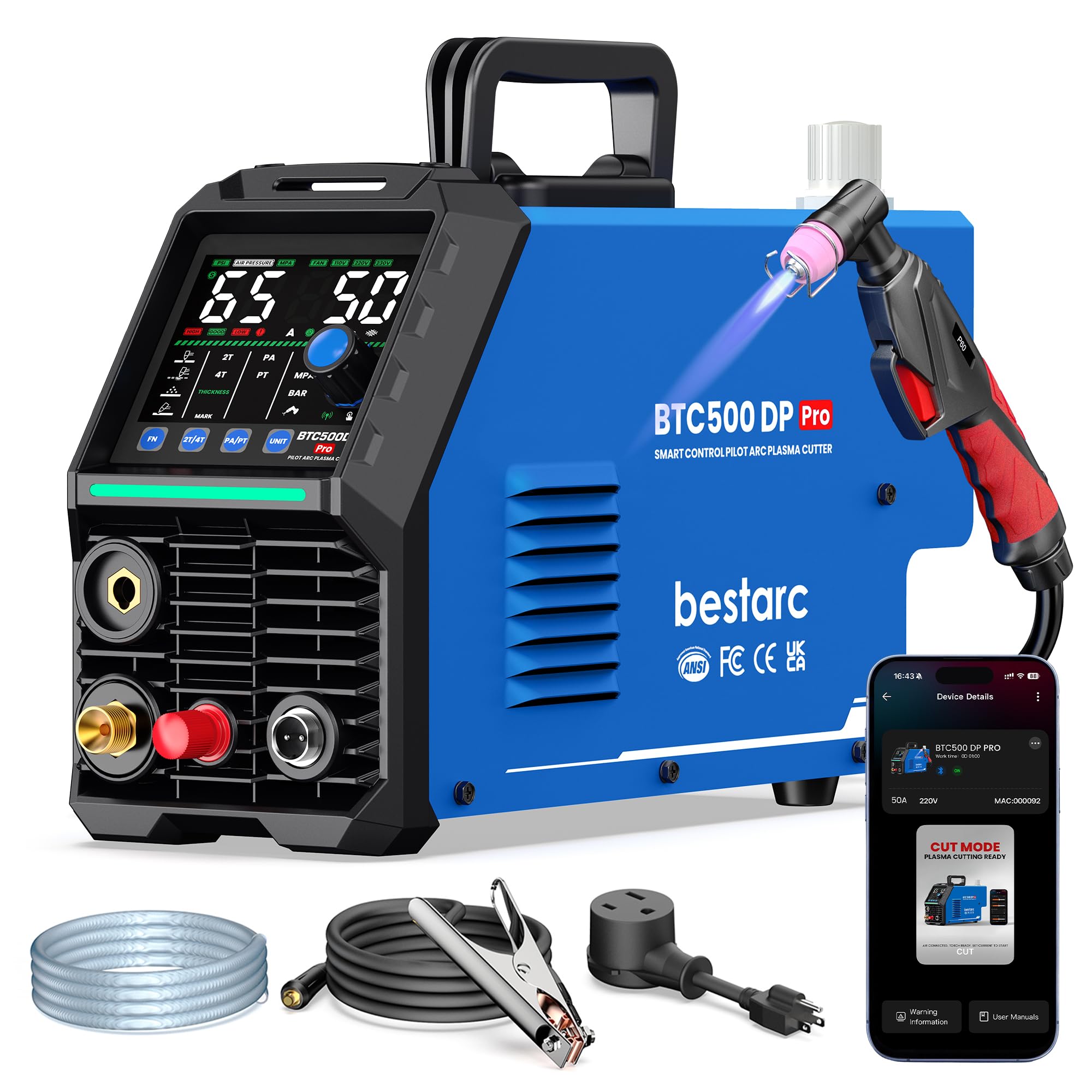 Bestarc Plasma Cutter Machine, Pilot Arc BTC500 Pro, 50A IGBT 110V/220V