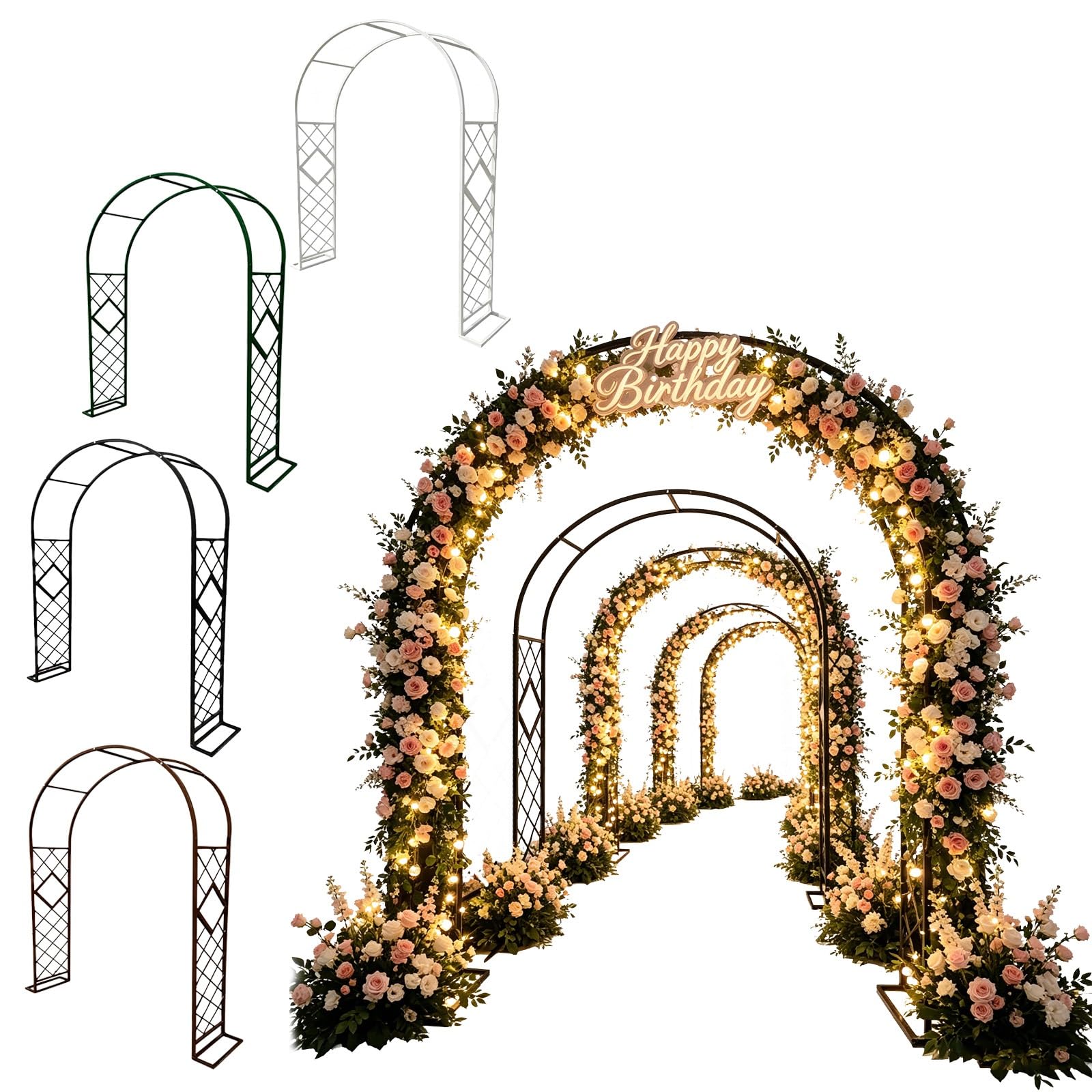 Arcade de jardin arquée verte design haut de gamme en métal