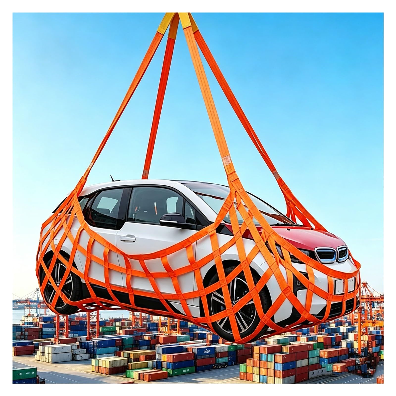 JYHHCYS Safety Lifting Straps, Flat Nylon Sling Hoisting Net, Hanging Lifting Cargo Net - 200kg 500kg 1ton 2ton 3ton, for Climbing, Industrial, Construction & Port Use(1x1m - Load 200kg(10cm mesh))