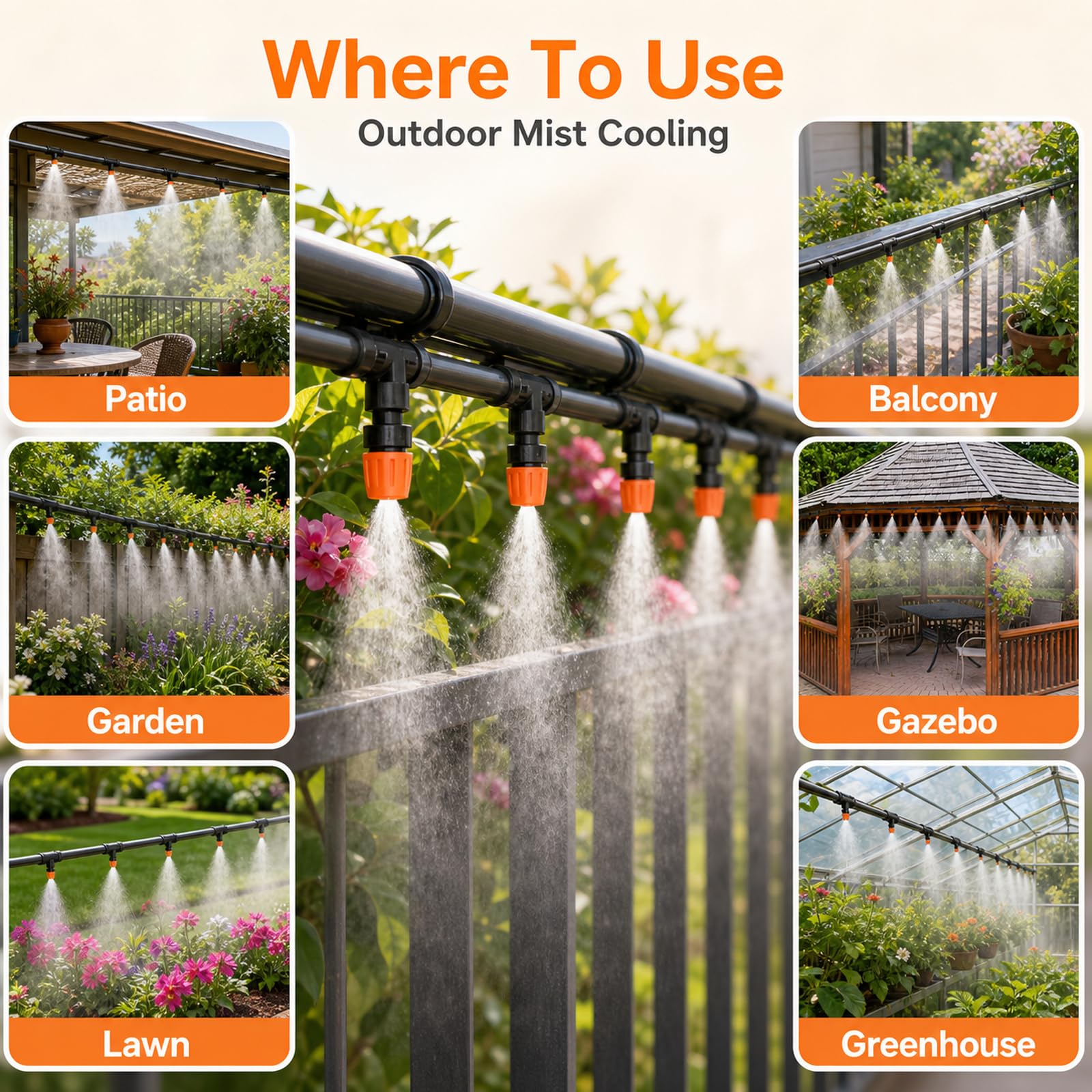 Nebulizador Terraza Exterior,Kit Nebulizadores Difusor Agua,Sistemas Riego De Jardines,Sistemas De Enfriamiento por NebulizacióN,Sistemas Riego Y Refrigeracion por NebulizacióN