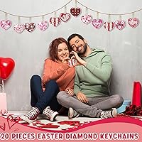 Vista 5 de Tondiamo 20 Pcs Valentine's Day Keychain Kits Diamond Painting with Tools Love Heart Diamond Art Keychain Hanging Decor for DIY Ornaments