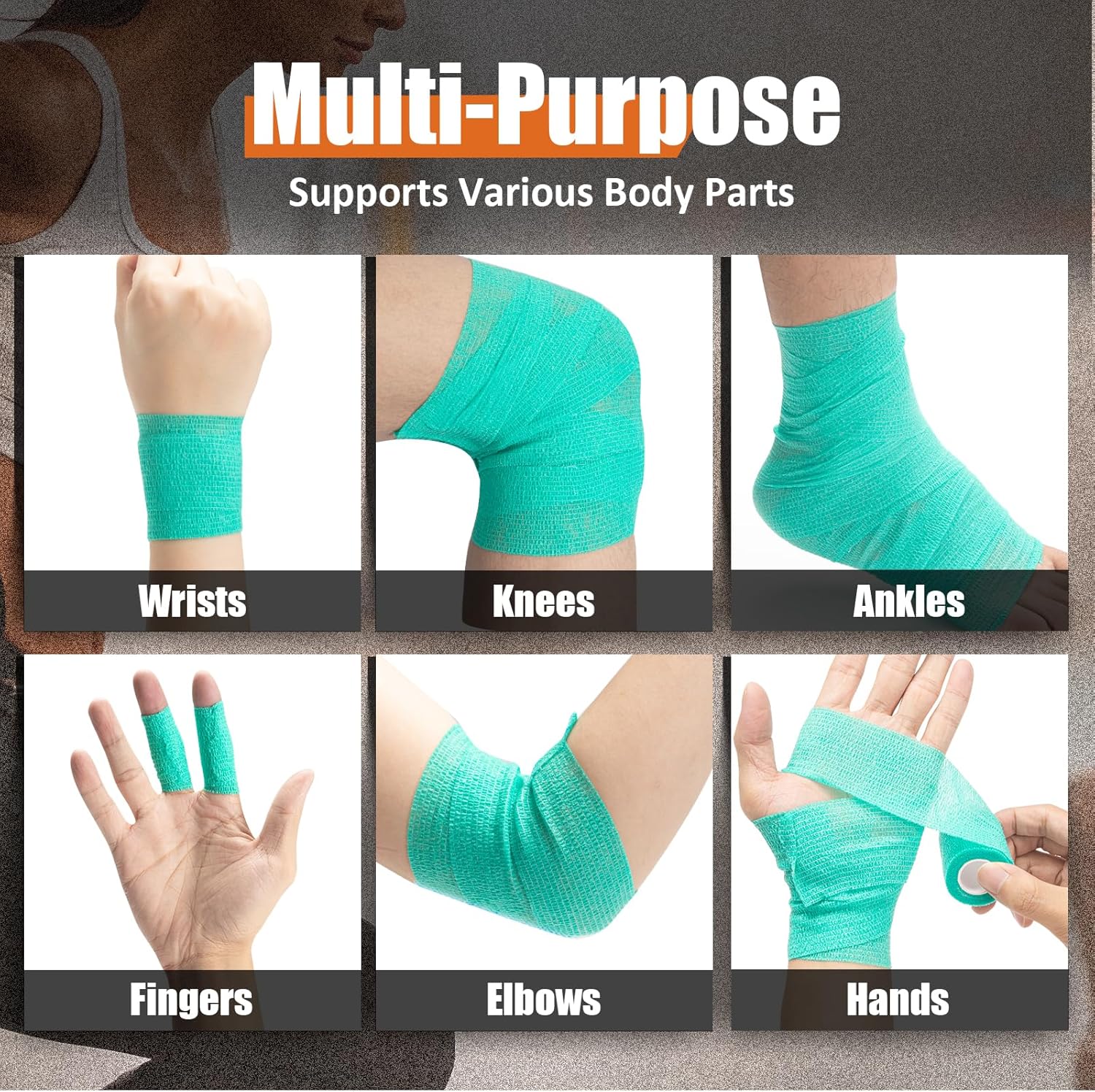 Upgraded 9-Pack Self Adhesive Bandage Wrap – 2 Inches × 5 Yards Elastic Cohesive Bandage Wrap, Self Sticking Vet Wrap, Stretch Sports Athletic Wrap Self-Adhering Adherent Wrist Tape (Black) - Image 3