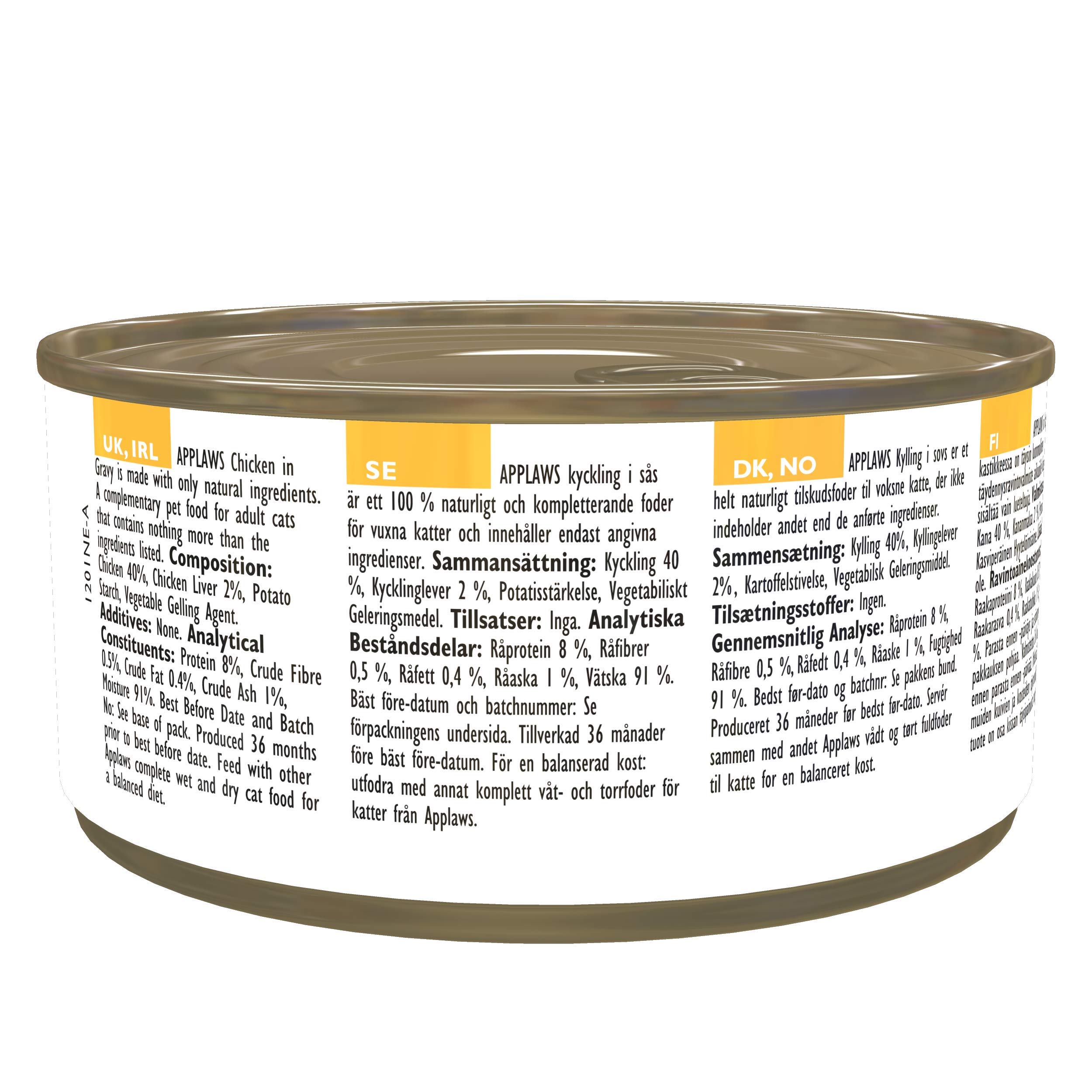 Applaws 100 % natürliches getreidefreies Nassfutter für Katzen, Huhn in Soße, 70 g Dose (24 Stück)