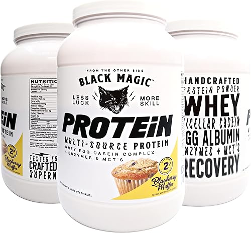Miniatura 9 de Black Magic - Proteína multifuente  Complejo de suero de leche, huevo y caseína con enzimas y polvo MCT  Pre entrenamiento y después del