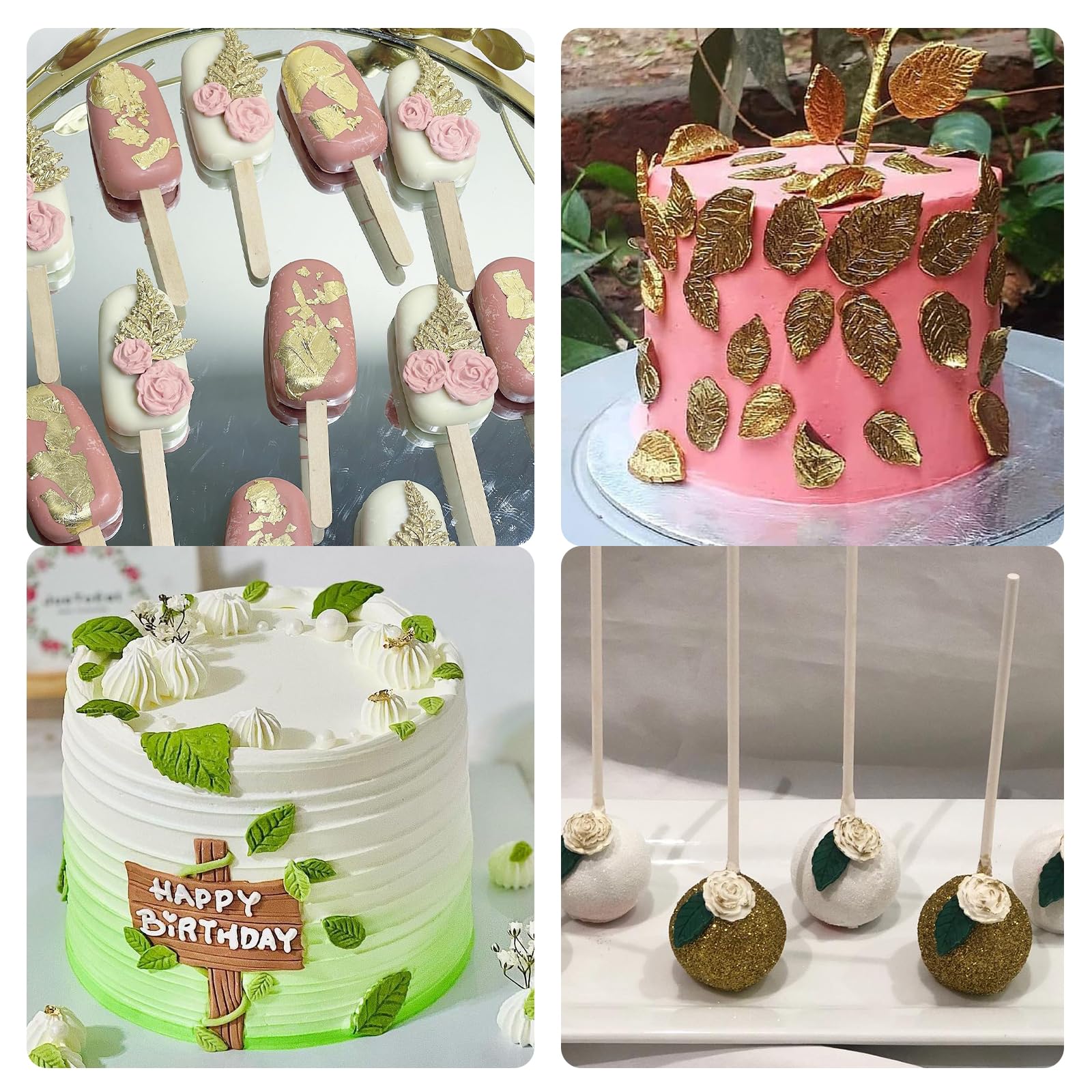 Moldes de silicona para fondant, flores y hojas, decoración de pasteles, moldes de chocolate para decoración de cupcakes, caramelos, galletas, arcilla, proyectos de manualidades, juego de 2