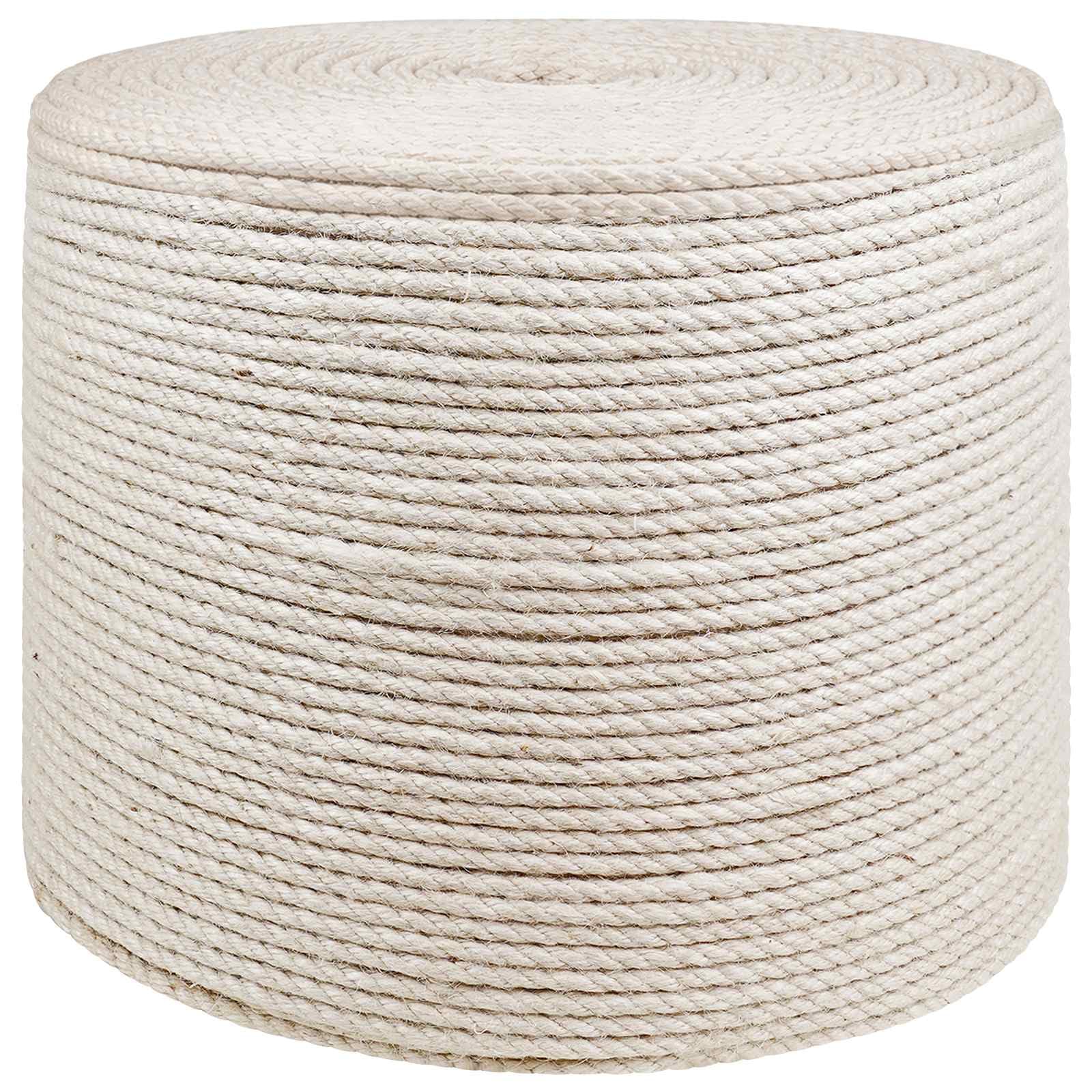 Cuerda de yute de 4 mm, color blanco, 3 capas, 100 % yute Tossa, cuerda de yute para atar y asegurar, para jardín, construcción, bricolaje, embalaje y exterior