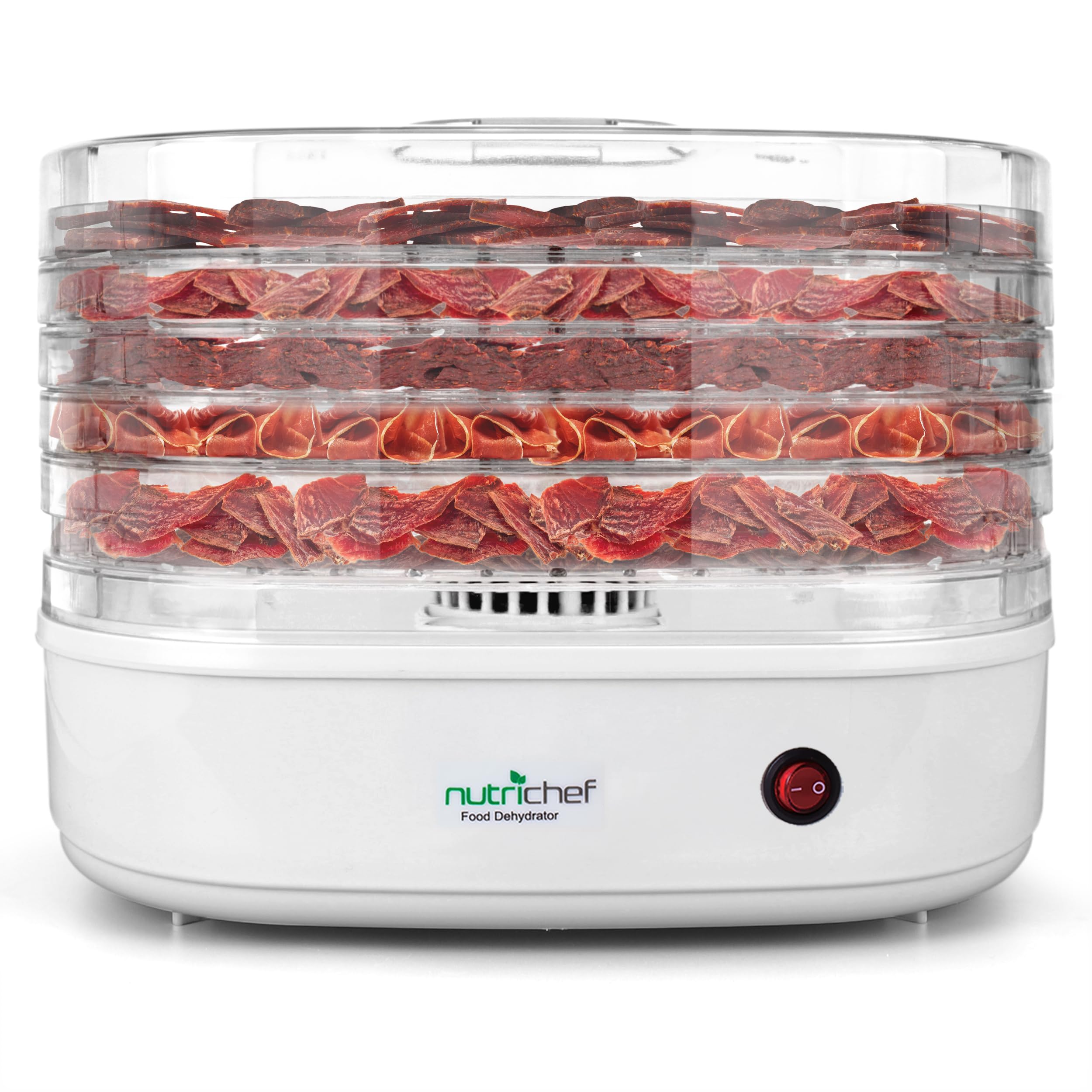 NutriChef Food Dehydrator Machine – 5 Tray Electric Food Dryer for Jerky, Fruits, Vegetables, Mushrooms, Herbs | Compact Countertop Dehydrator with Even Heat Circulation, Easy to Clean, BPA-Free