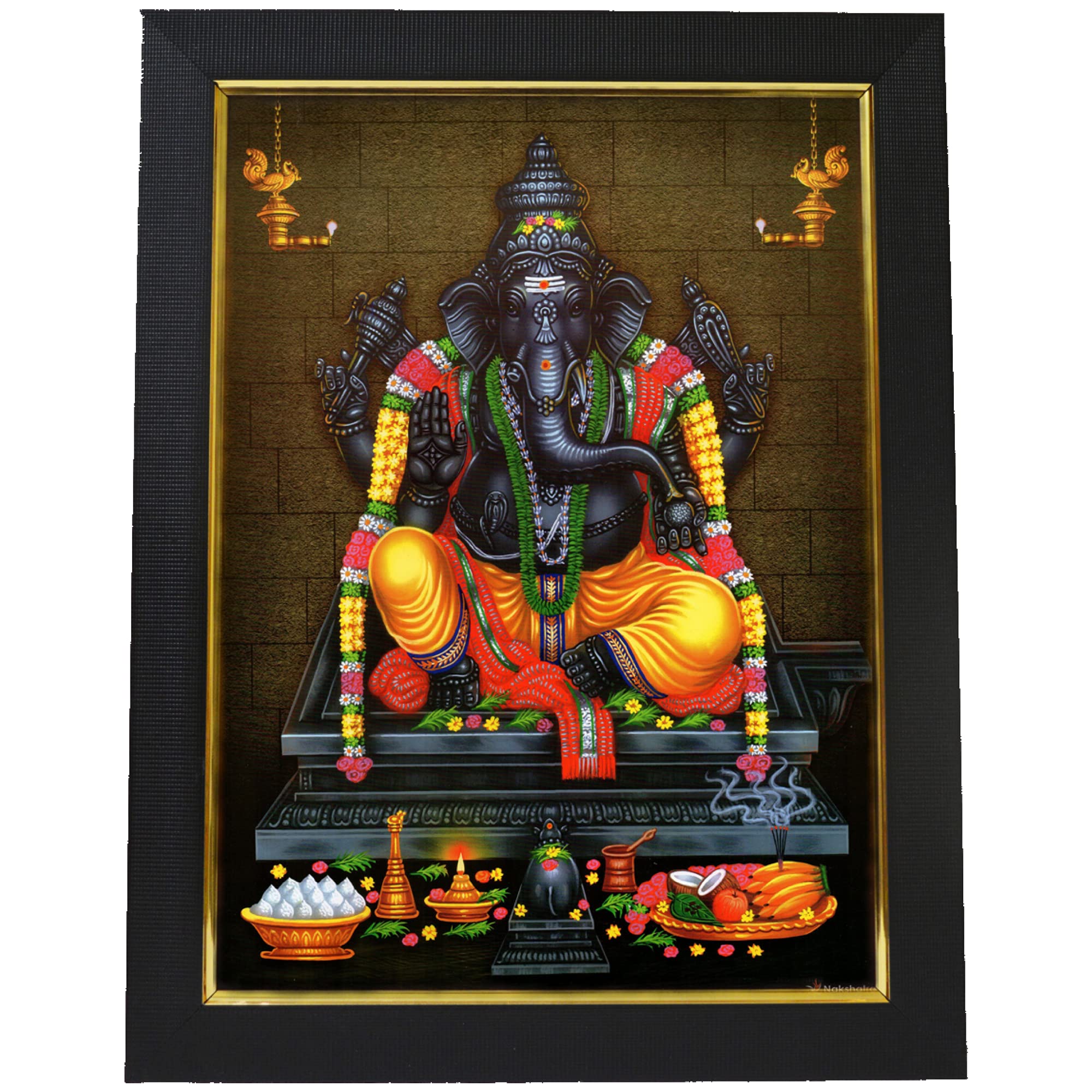 101 Temples - Divinity Eternity Spirituality God Maha Ganapati God Wooden Photo Frame with Wall Hook, 1 Piece | 10” x 13”, Matt Finish