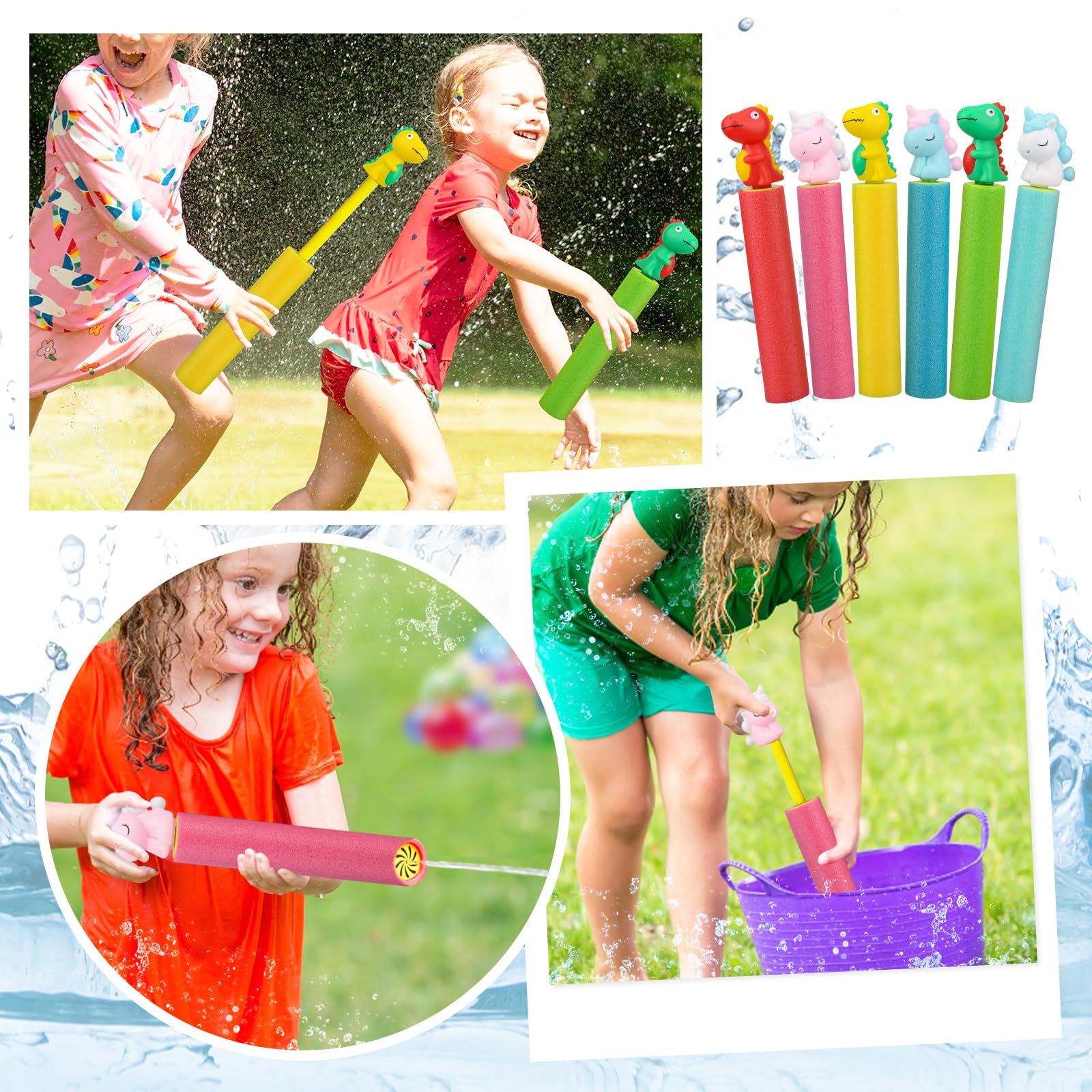 Lot 6 Pistolets à Eau Mousse Puissants + 100 Ballons - Jouet Été Enfant Plage Piscine Combat Arrosage