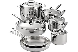 Tramontina Gourmet Stainless Steel Induction-Ready Tri-Ply Clad 12-Piece Cookware Set