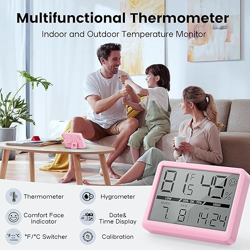 Miniatura 2 de Deeyaple Medidor de humedad Termómetro Digital Reloj de viaje magnético alimentado por batería de alta precisión Temperatura de visualización ()