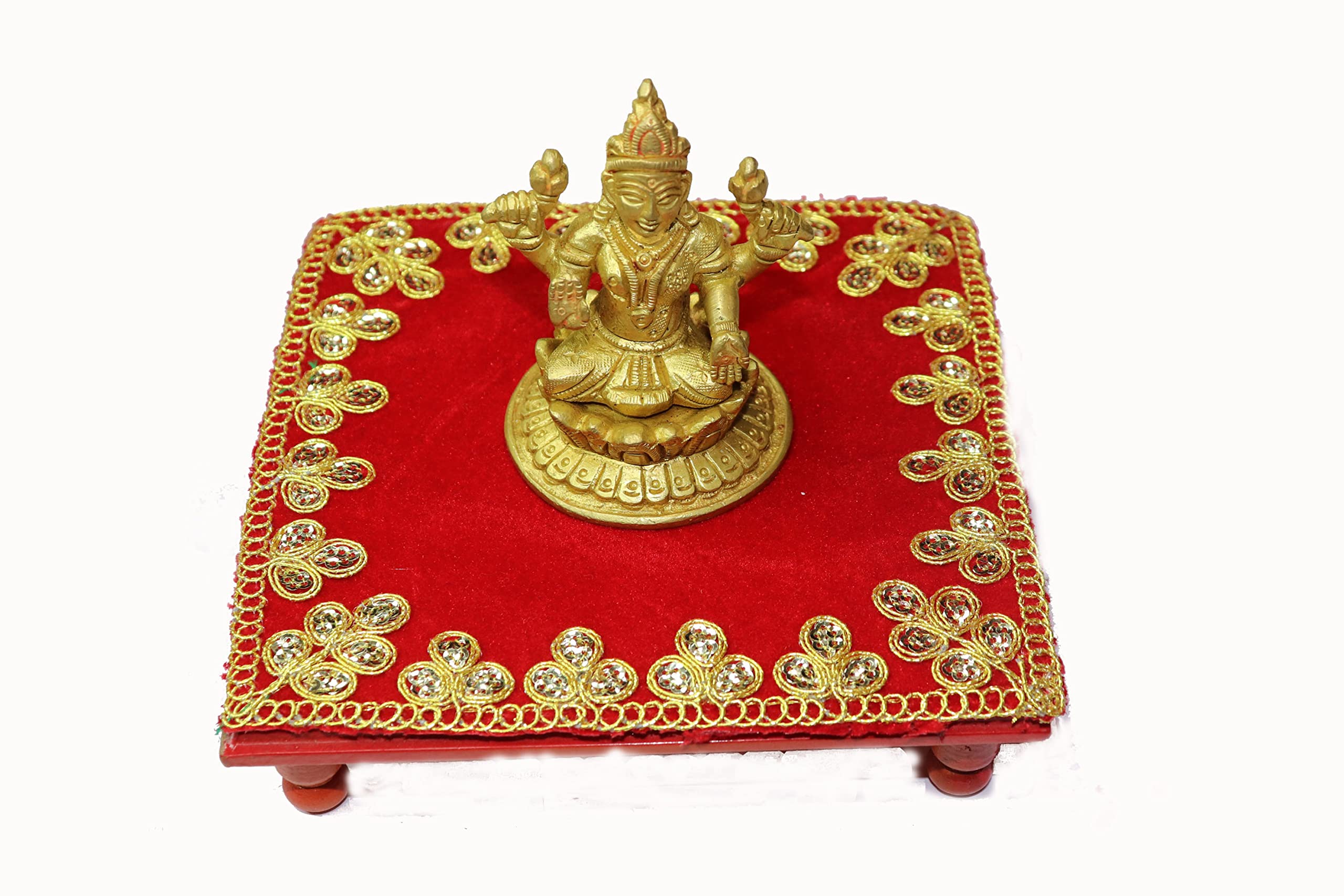 Reliable Velvet Pooja Aasan/Asan for Puja and Mandir Puja Altar Cloth Embroidered Velvet Pooja Chowki Assan Mat for Mandir, Temple and Bhagwan (Pack of 4) Size - 6 * 6 Inches - Image 8 thumbnail
