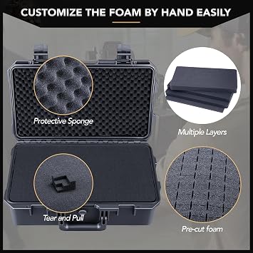 Lykus HC-5110 Large Waterproof Hard Case with Foam, Interior Size 20x11.4x6.7 inch, Suitable for gun,electronic equipment and more