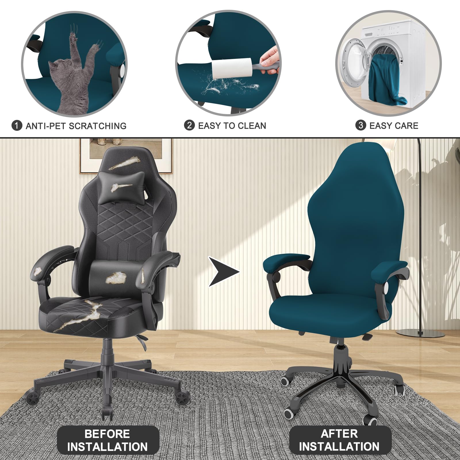 Coprisedia Per Gaming E Ufficio - Impermeabile, Elastico, Con Cerniera E Fodere Per Braccioli - Foto 13