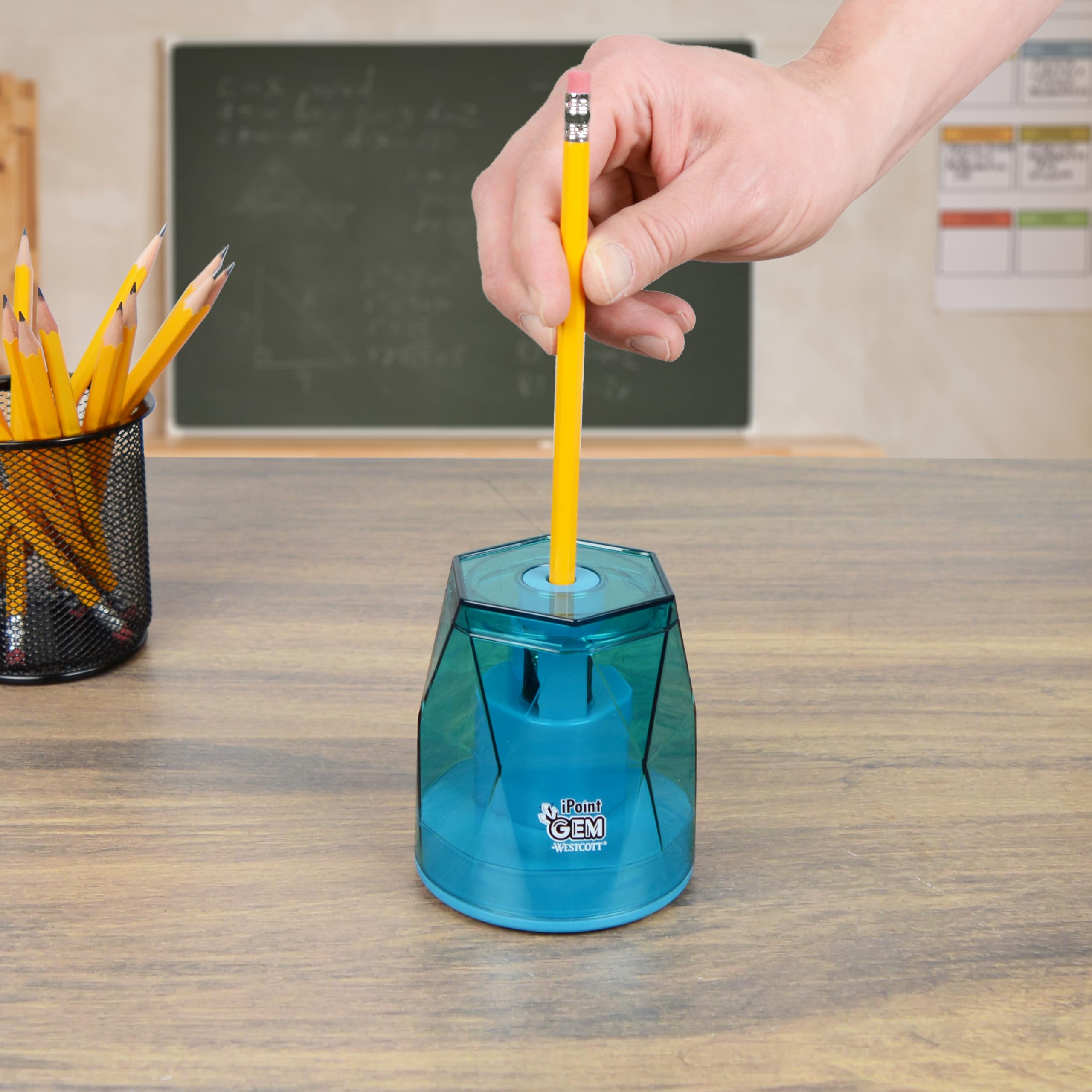 Westcott iPoint® GEM Taille-crayon à batterie, bleu (00529)