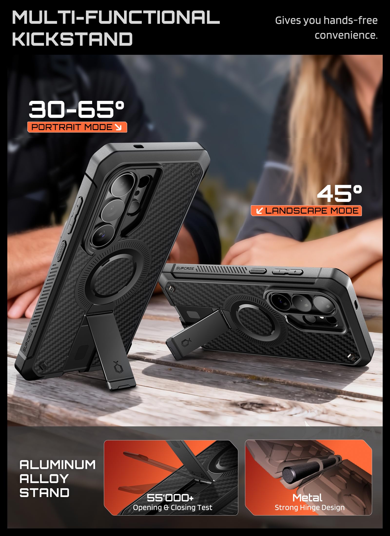 SUPCASE Cover per Samsung Galaxy S26 Ultra con Supporto, [2 Cornici Frontali] [Compatibile con Ricarica Wireless] [Proteggi schermo Integrato e Clip da Cintura] Custodia per S26 Ultra (Aramid)