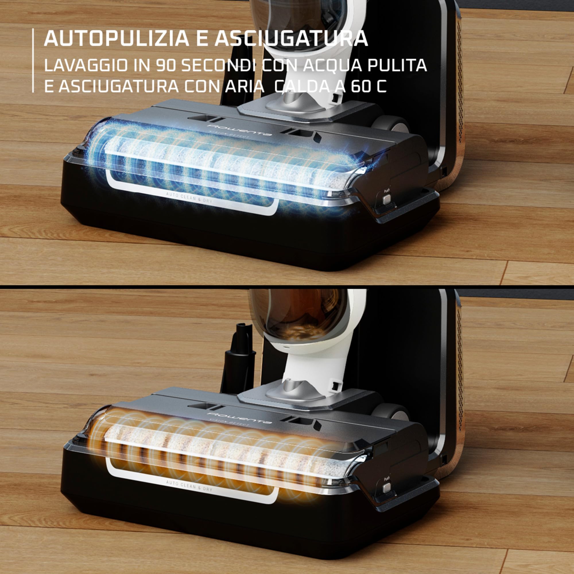Rowenta X-Clean 5, Lavapavimenti Senza Fili, Aspira e Lava fino a 50 Minuti, Tecnologia Smart, Autopulizia e Asciugatura a 60°, con Assistente Vocale e Accessori Inclusi, Colore Bianco Neve, GZ5557