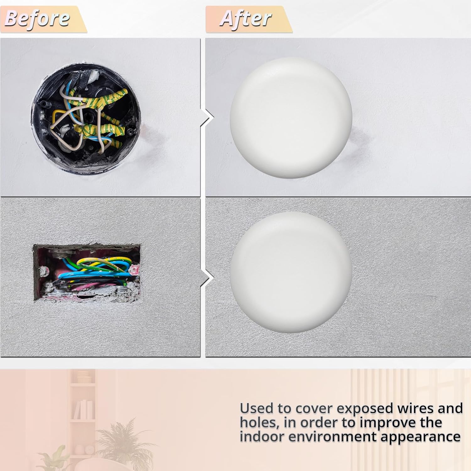 Round Ceiling Cover Plate White, CP3540 Ceiling Blank Cover 3 Pack | Easy Installation to Conceal 3-1/2" to 4" Ugly Holes, Includes 3 Brackets & 6 Screws