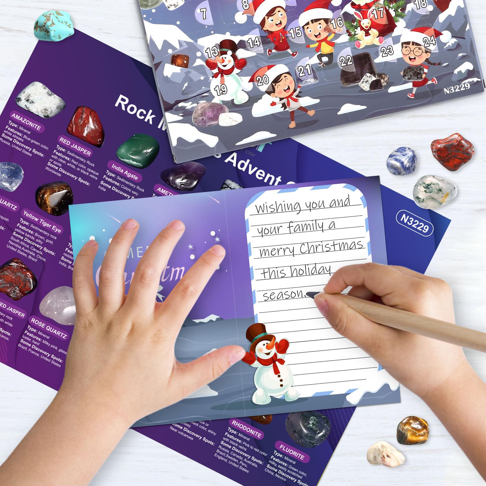 Calendriers De L'avent 2024,24 Jours Calendrier De L'avent Pierre Precieuse Avec Cristaux,Calendrier De L'Avent Pierre Precieuse Pour Enfants,Cadeau De Noël Pour Garçons Et Filles